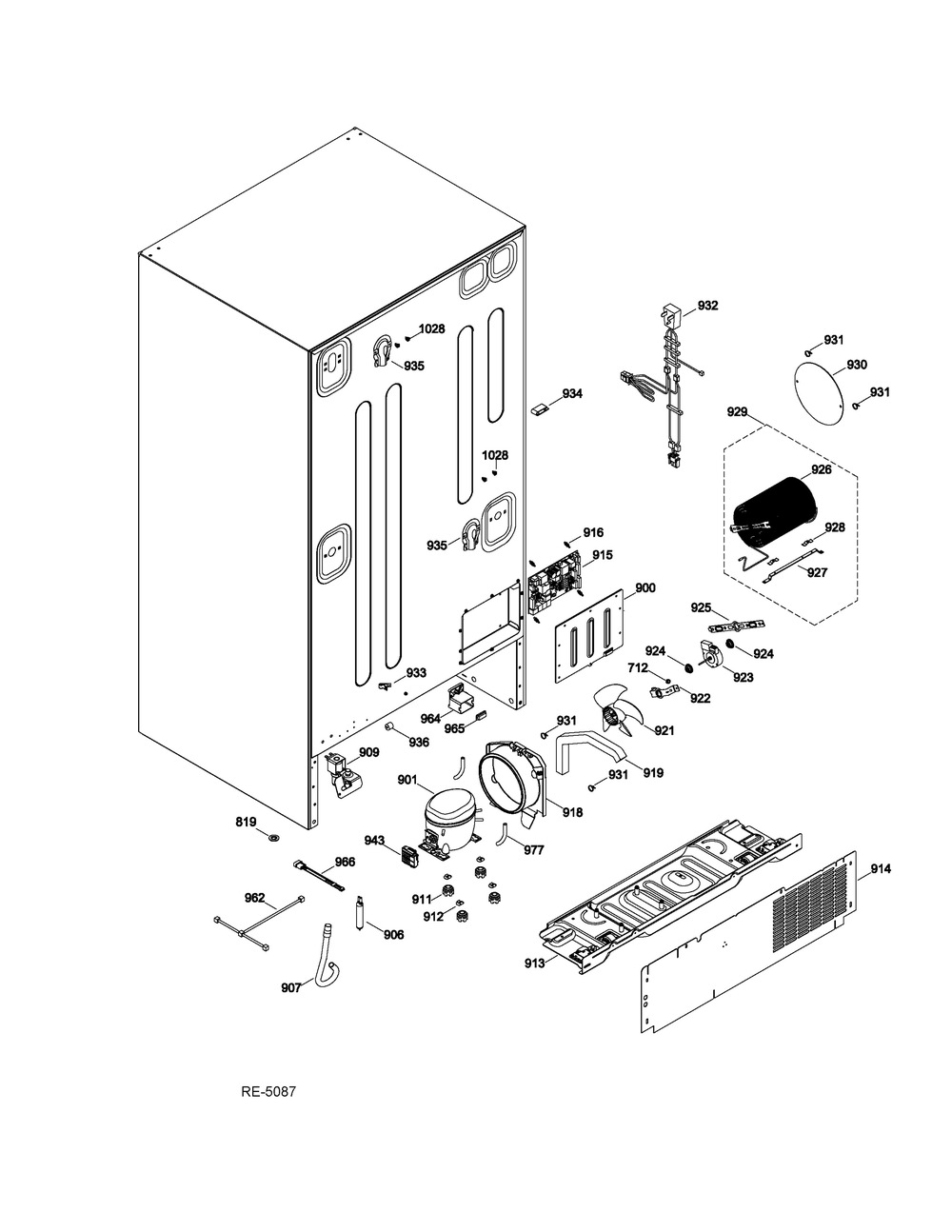 Sealed System And Motherboard Diagram and Parts List for HTMX050EF3WW  General Electric Dishwasher