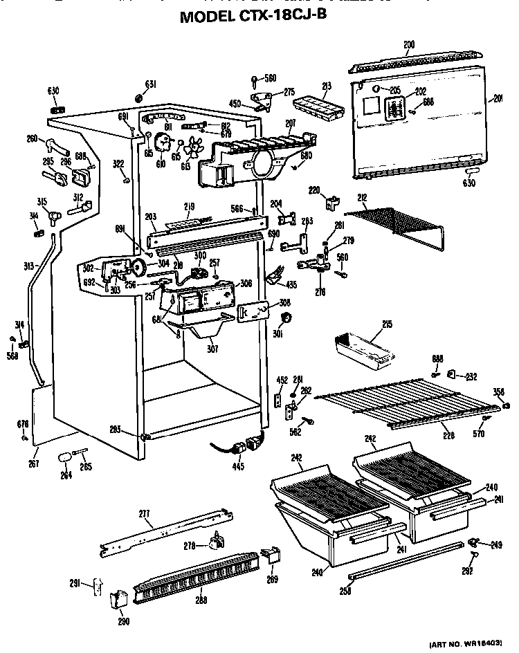 Cabinet Parts Diagram and Parts List for CTX18CJBR  Hotpoint Refrigerator