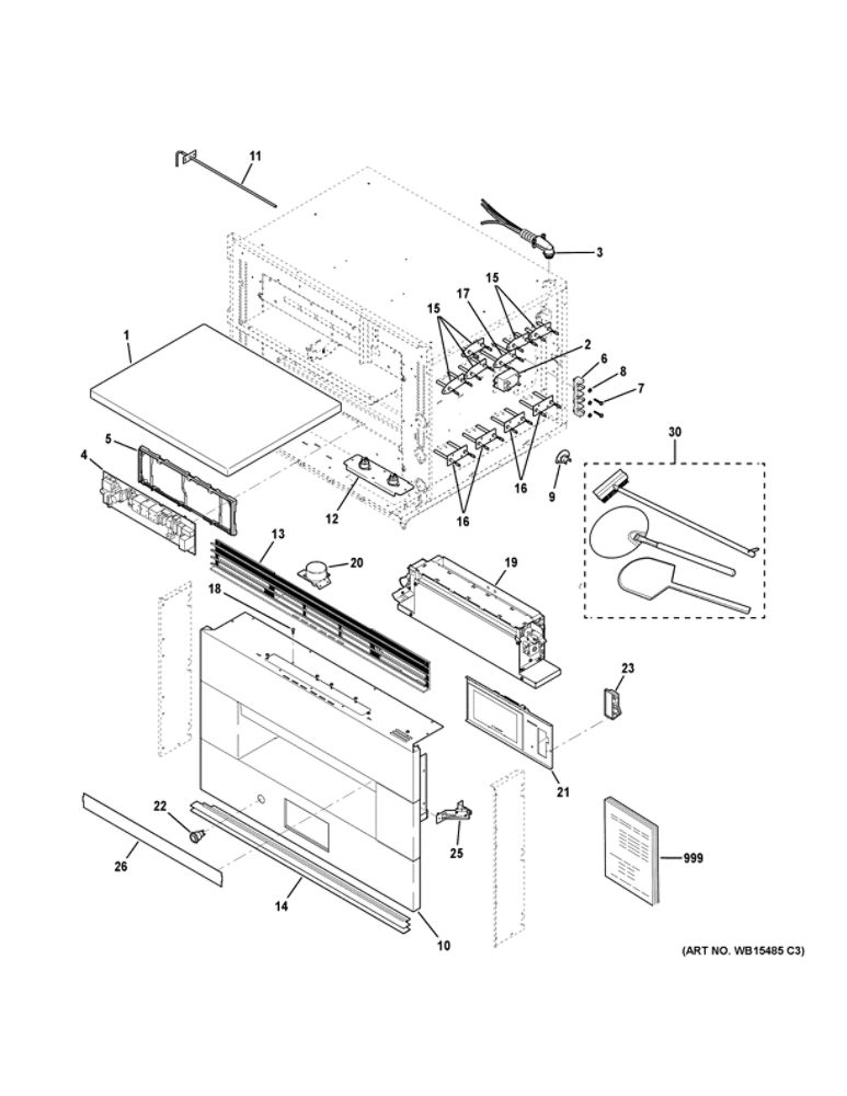 Oven Parts Diagram and Parts List for ZEP30FR1SS  General Electric Wall Oven