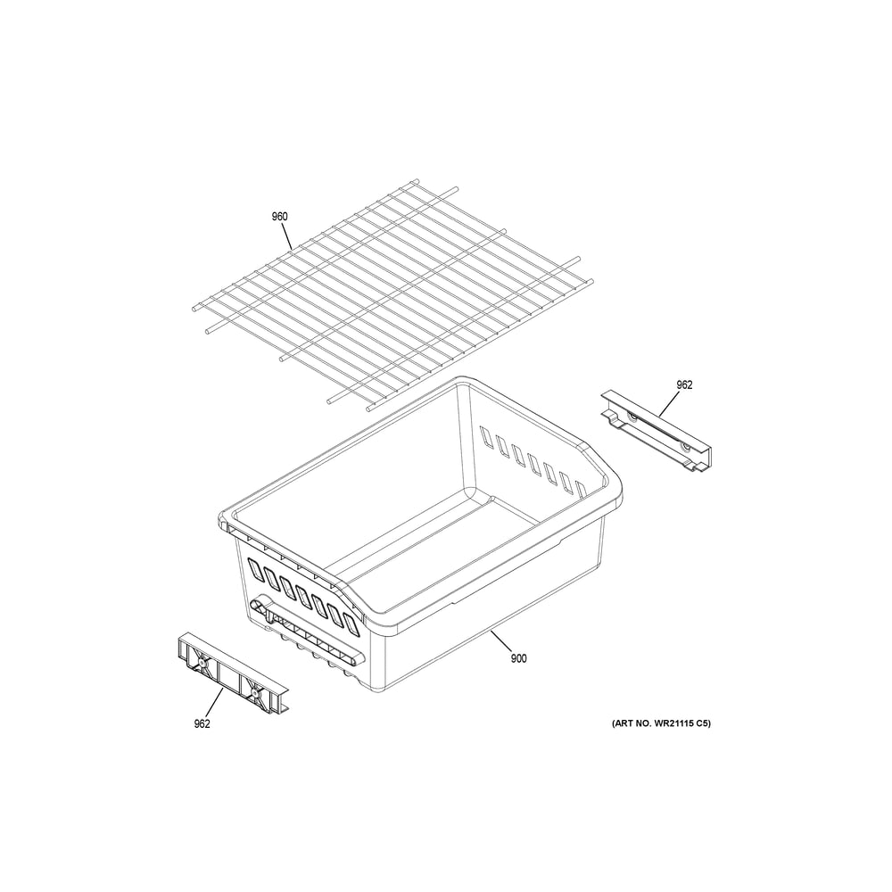 Freezer Shelves Diagram and Parts List for GBE21DYKJRFS  General Electric Refrigerator