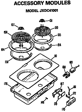 Modules Diagram and Parts List for JP672B9K2  General Electric Cooktop