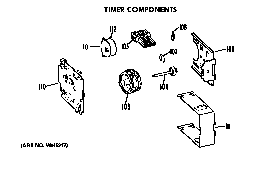 Timer Components Diagram and Parts List for WLW3600PD  Hotpoint Washer