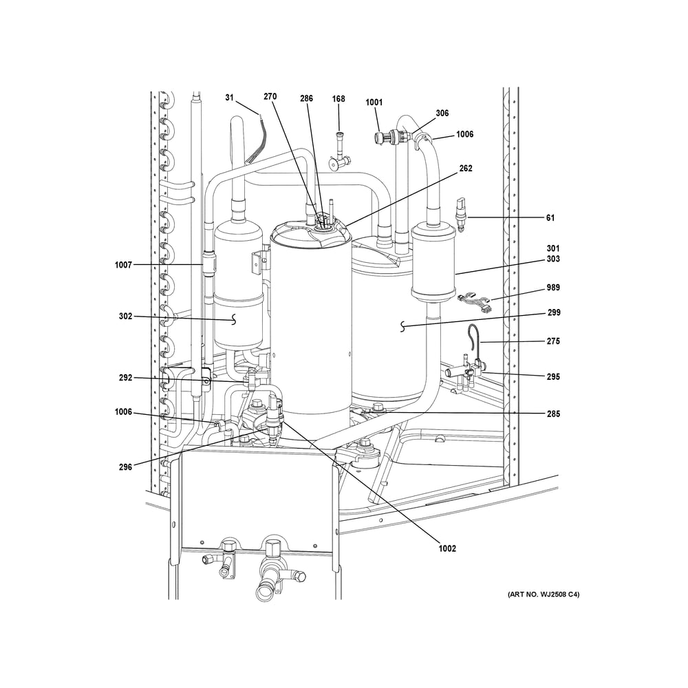 Sealed System Diagram and Parts List for NS21H48MA500A  General Electric Air Conditioner