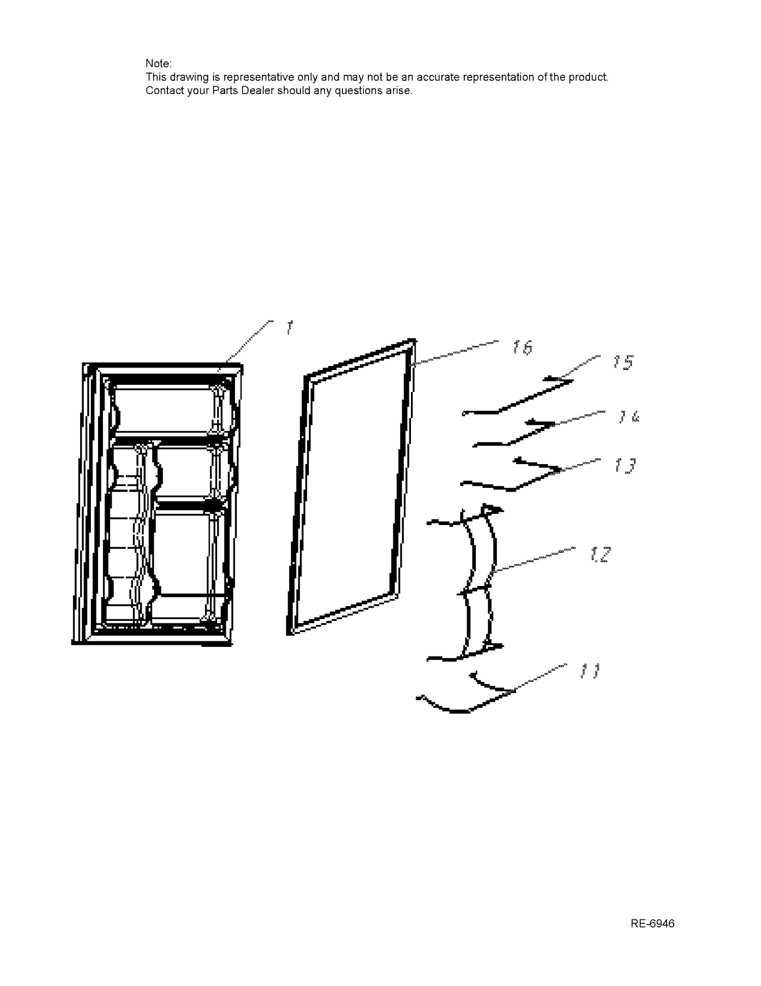 DOOR Diagram and Parts List for C978-9552200  General Electric Refrigerator