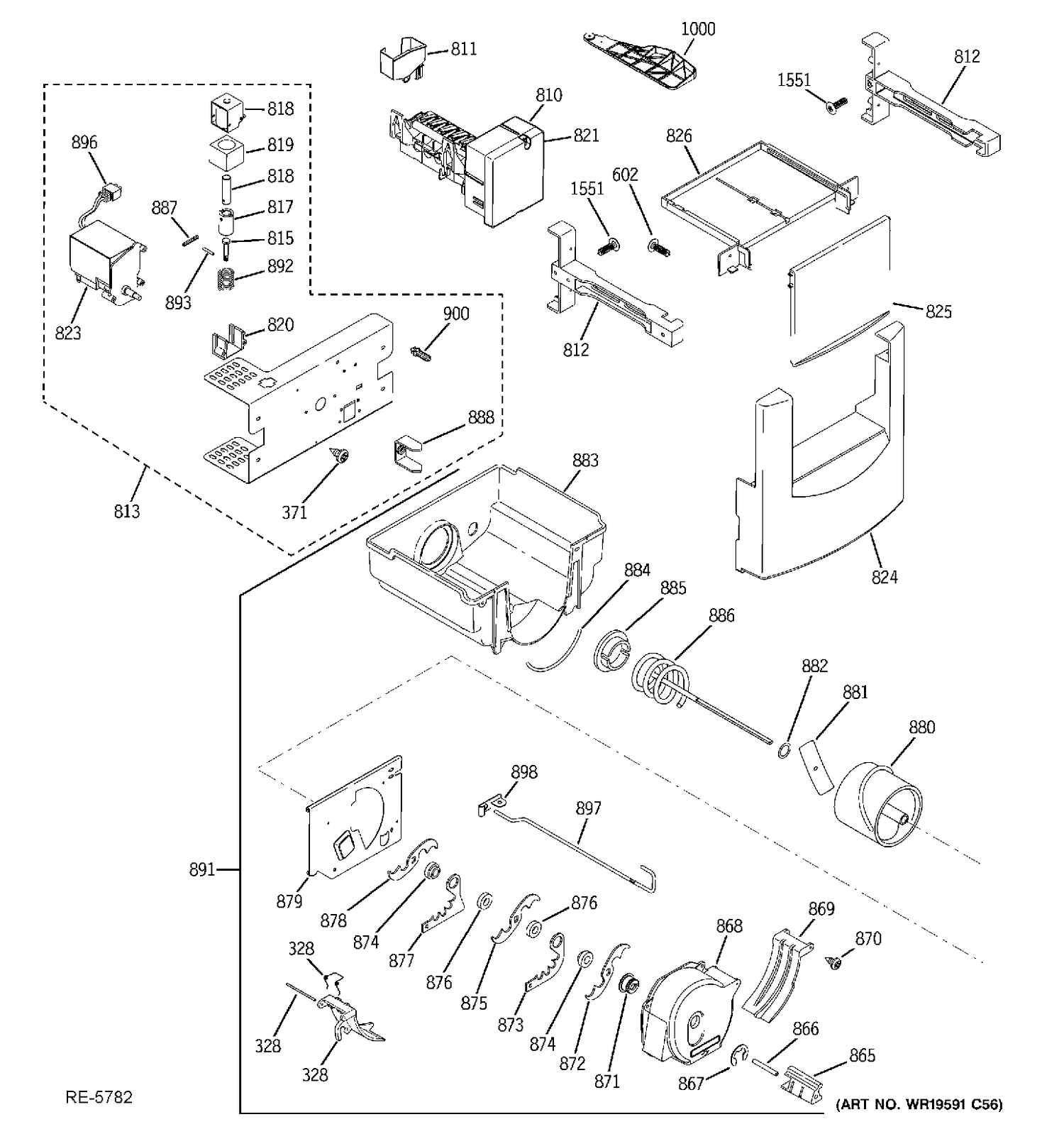 ICE MAKER & DISPENSER Diagram and Parts List for ZISS360DXCSS  General Electric Refrigerator