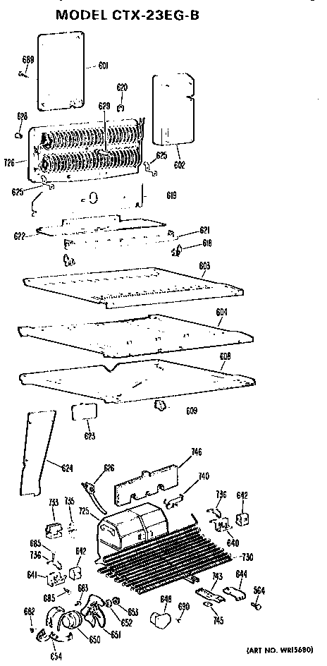 Unit Parts Diagram and Parts List for CTX23EGB  Hotpoint Refrigerator