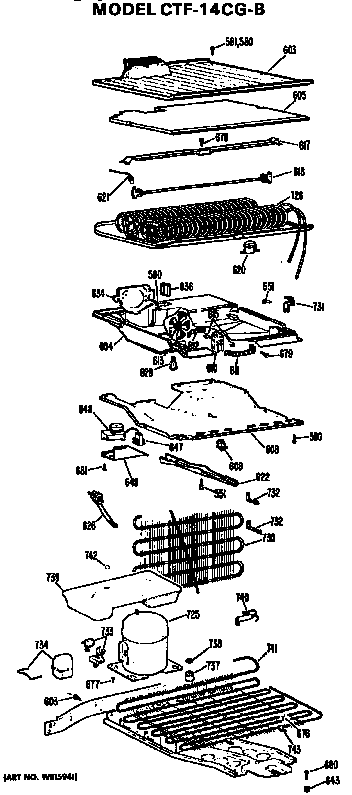 Unit Parts Diagram and Parts List for CTF14CGB  Hotpoint Refrigerator