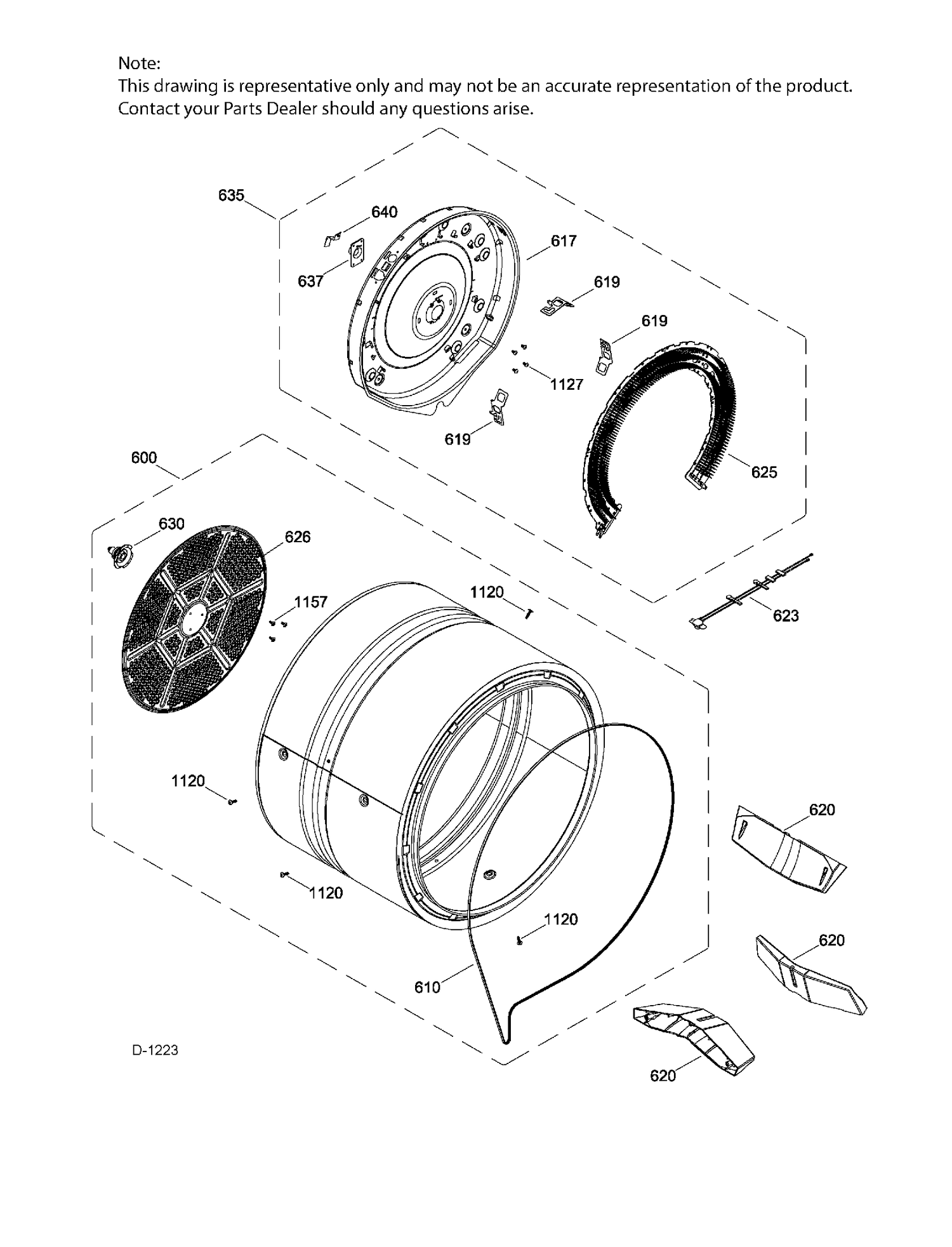 DRUM ASM Diagram and Parts List for GTMP280ED4WW  General Electric Dryer