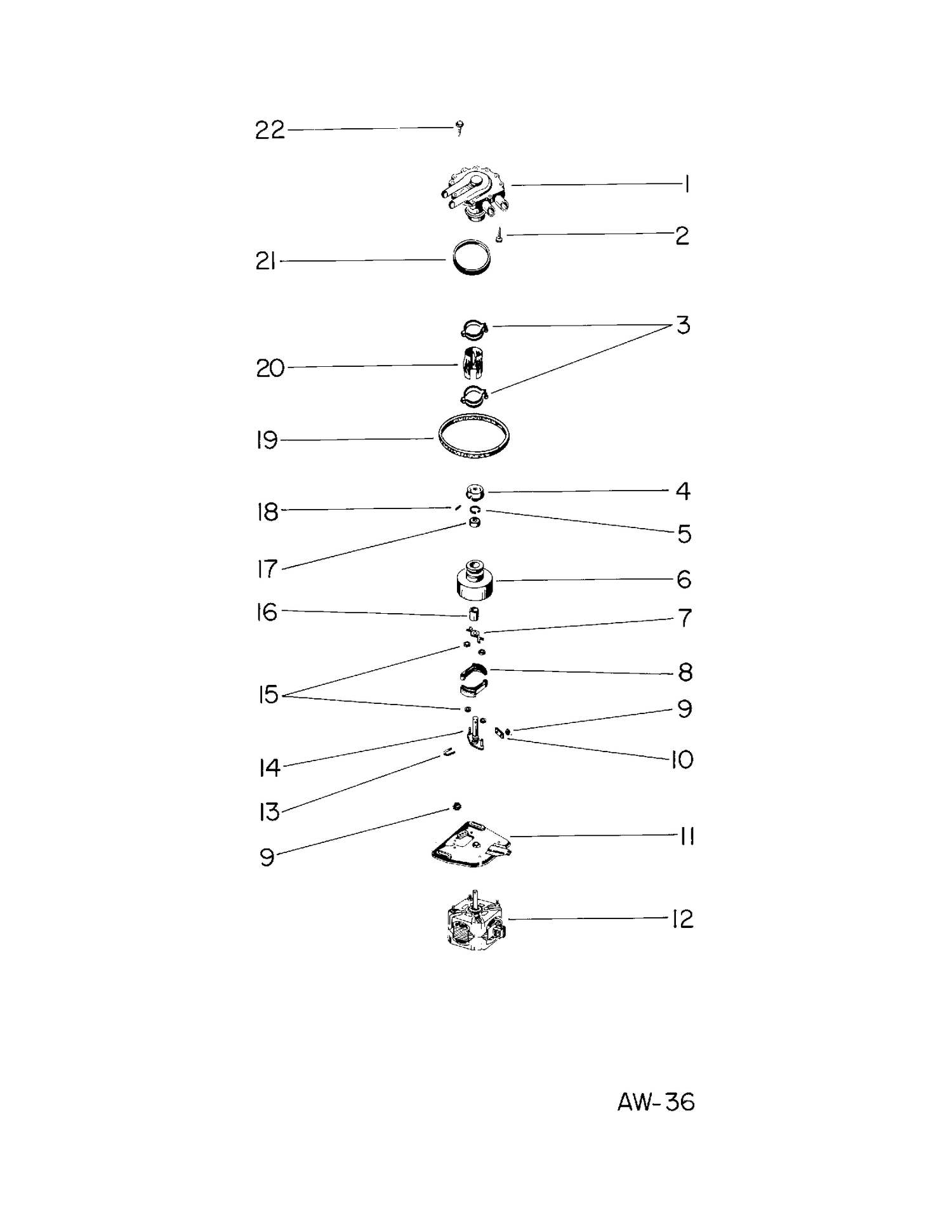 PUMP, MOTOR & SINGLE SPEED CLUTCH ASS'Y Diagram and Parts List for VW331C*118  General Electric Washer