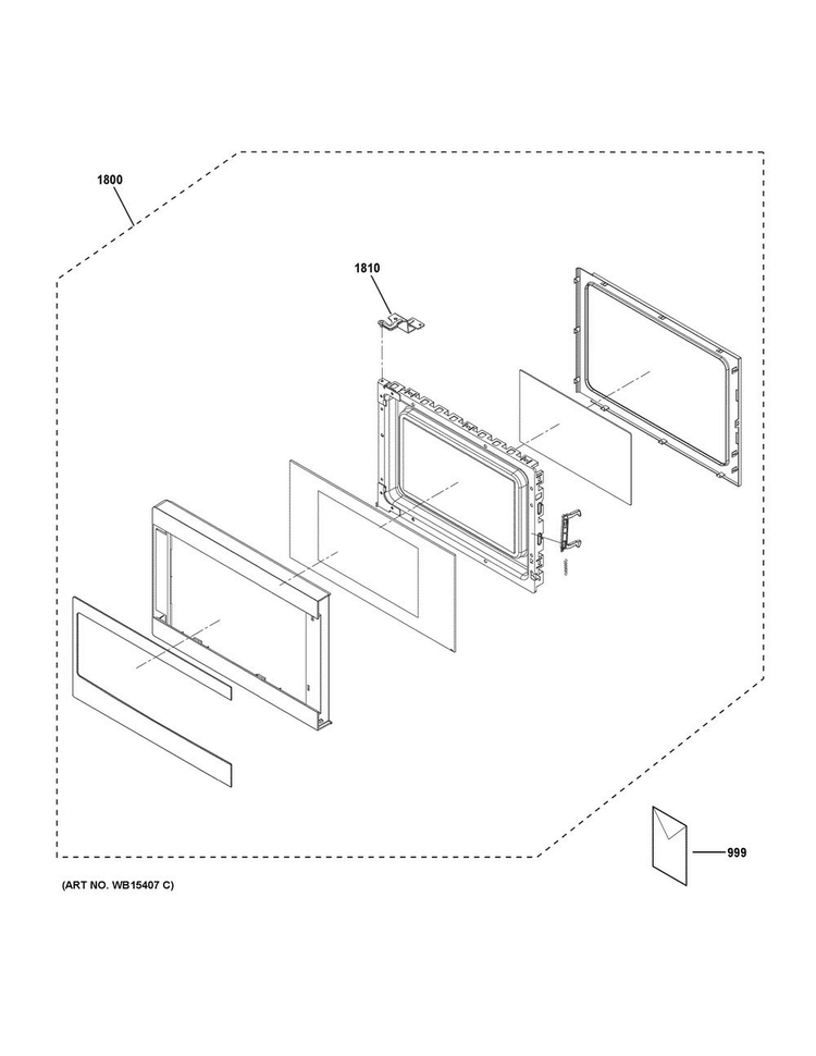 Door Parts Diagram and Parts List for JES1072SH1SS  General Electric Microwave