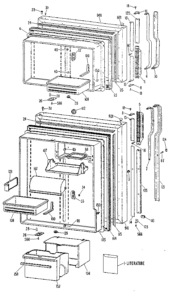 Doors Diagram and Parts List for TBX25ZMM  General Electric Refrigerator