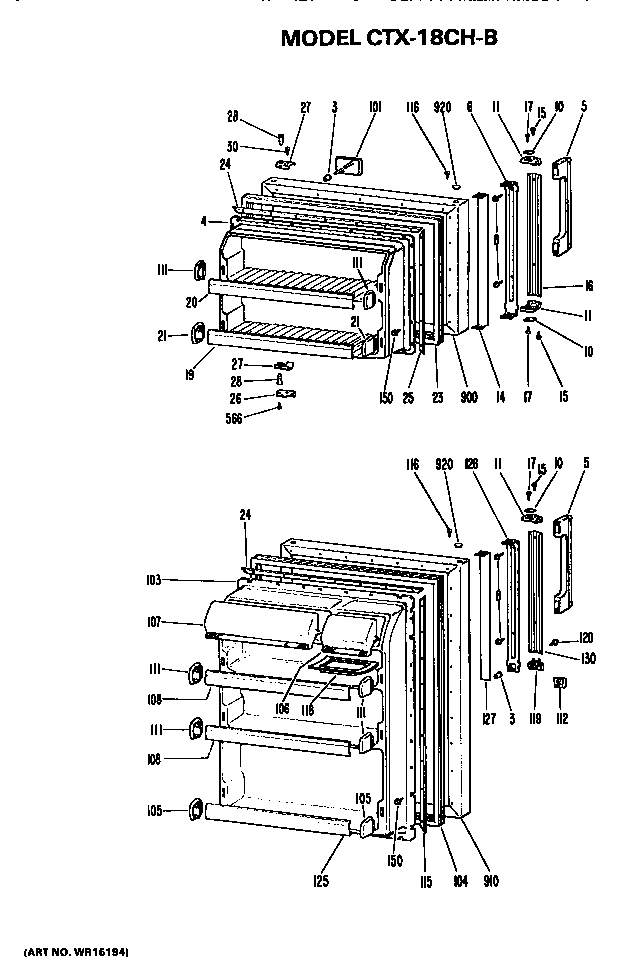 Doors Diagram and Parts List for CTX18CHB  Hotpoint Refrigerator