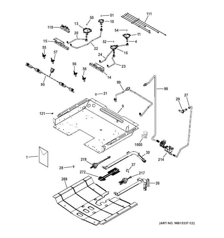 Gas & Burner Parts Diagram and Parts List for JGS650SEF1SS  General Electric Range
