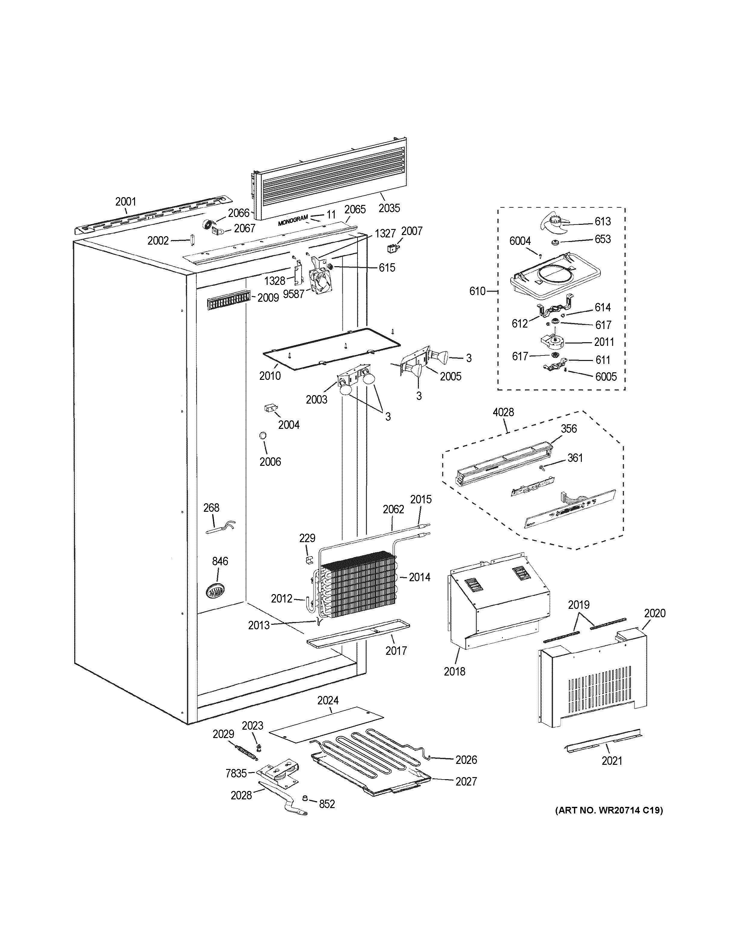 CABINET 1 Diagram and Parts List for ZIFP360NHBLH  General Electric Freezer