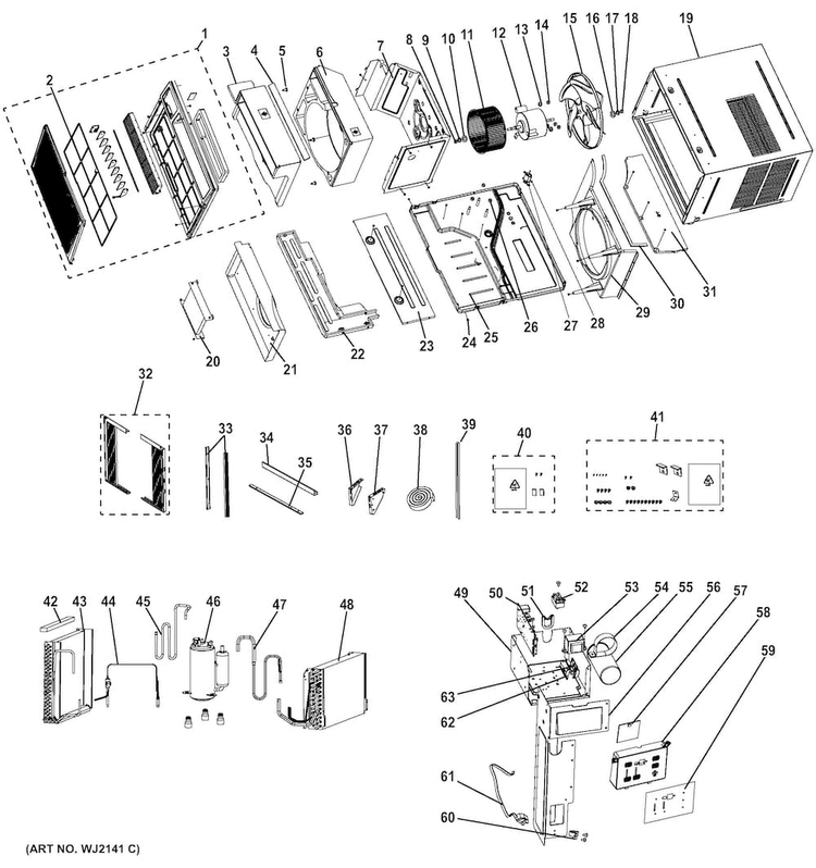 Room Air Conditioner Diagram and Parts List for AEE24DTH1  General Electric Air Conditioner