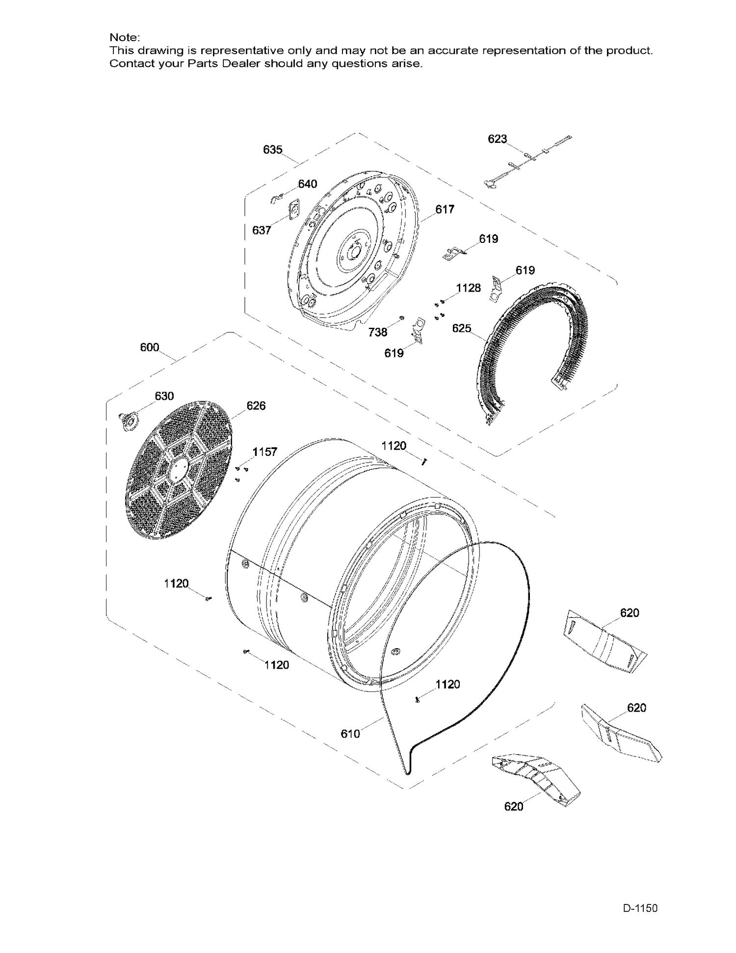 DRUM ASM Diagram and Parts List for GTX22EBMK0WW  General Electric Dryer
