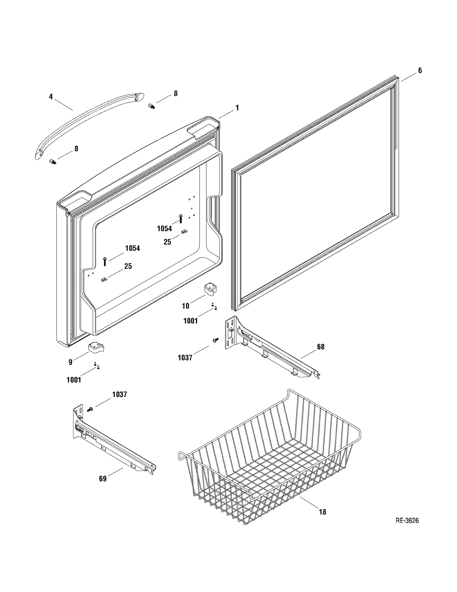 FZ DOOR Diagram and Parts List for GDRS3KBYARSS  General Electric Refrigerator