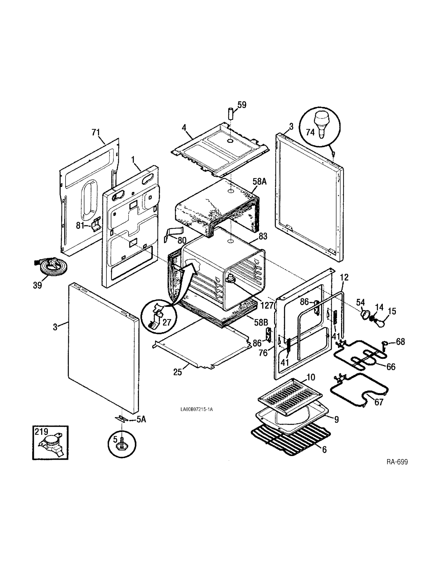 OVEN BODY Diagram and Parts List for MRMF2200TW-6  General Electric Range