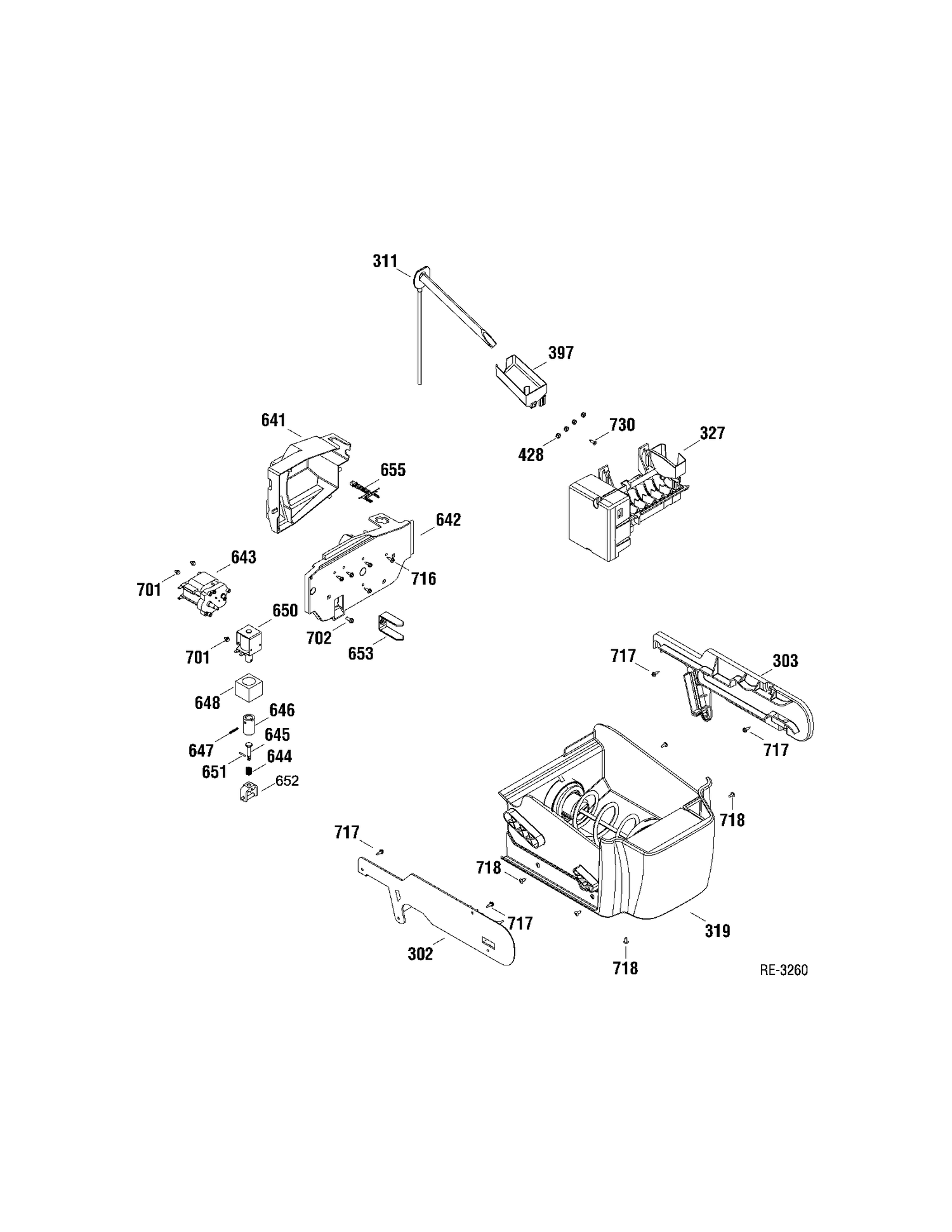ICE MAKER Diagram and Parts List for PSDS3YGXAFSS  General Electric Refrigerator