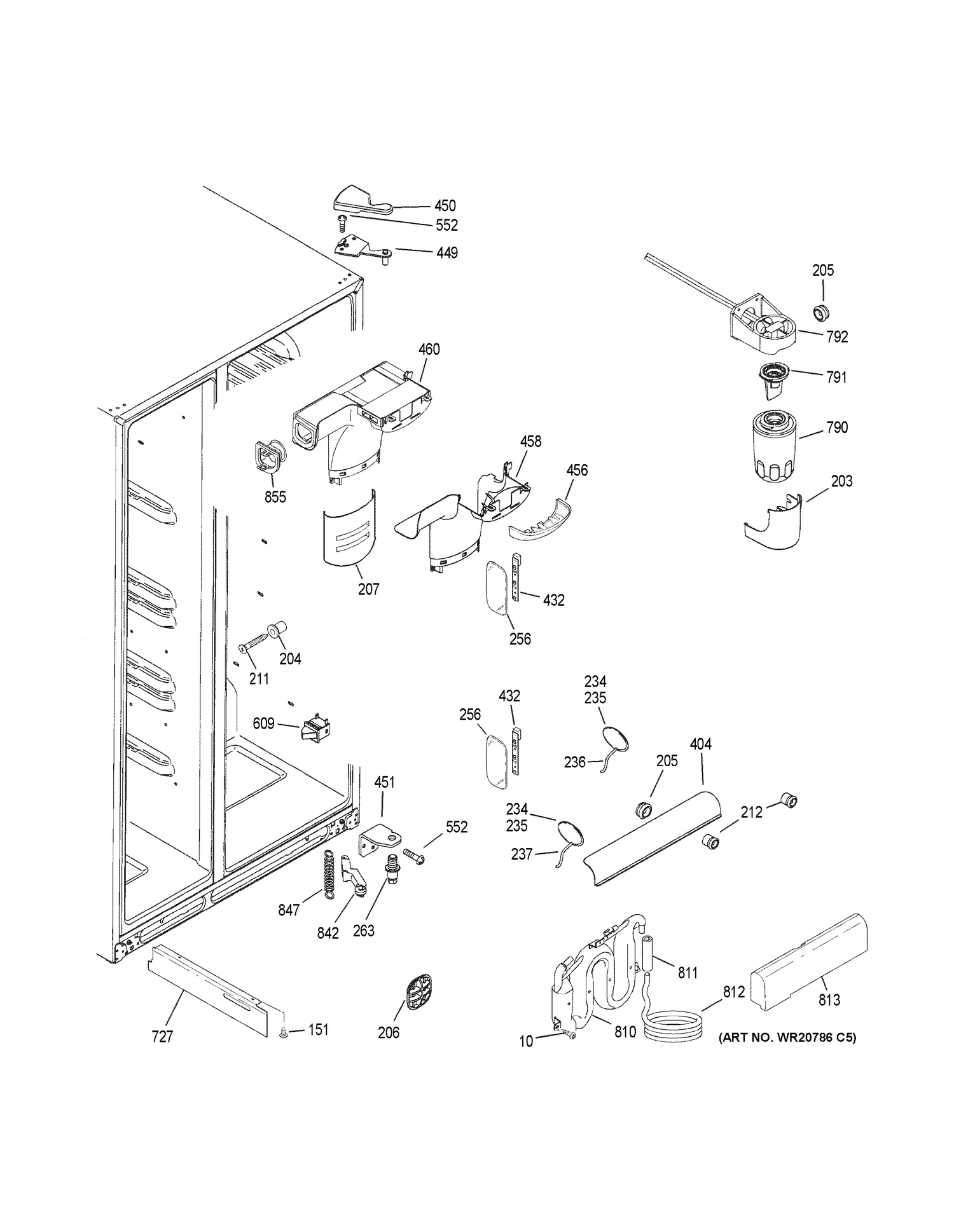 FRESH FOOD SECTION Diagram and Parts List for DSE25JBLJCTS  General Electric Refrigerator