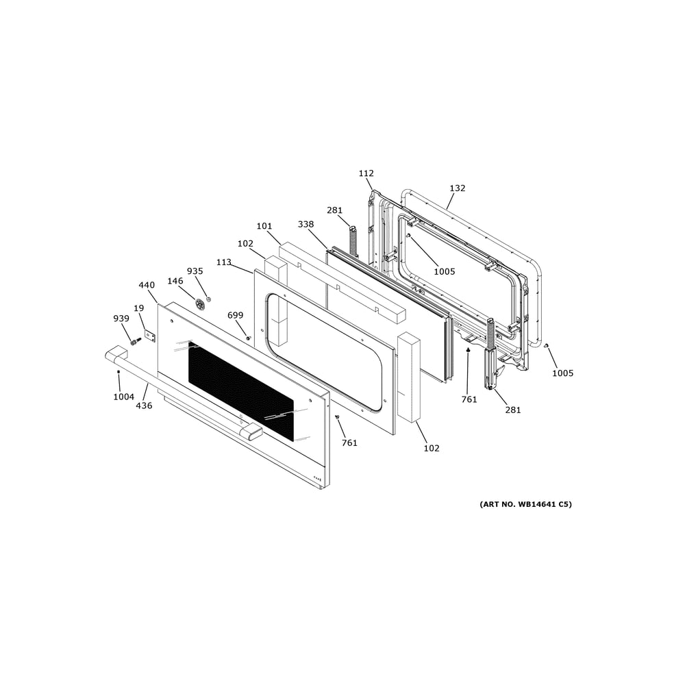 Lower Door Diagram and Parts List for CTS92DM2N3S5  General Electric Wall Oven
