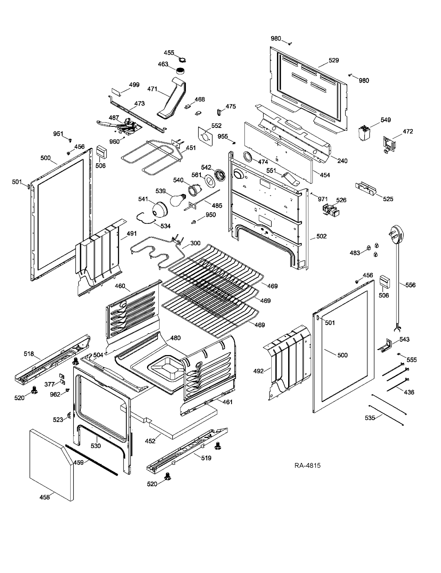 BODY PARTS Diagram and Parts List for JCBP78SP2SS  General Electric Range