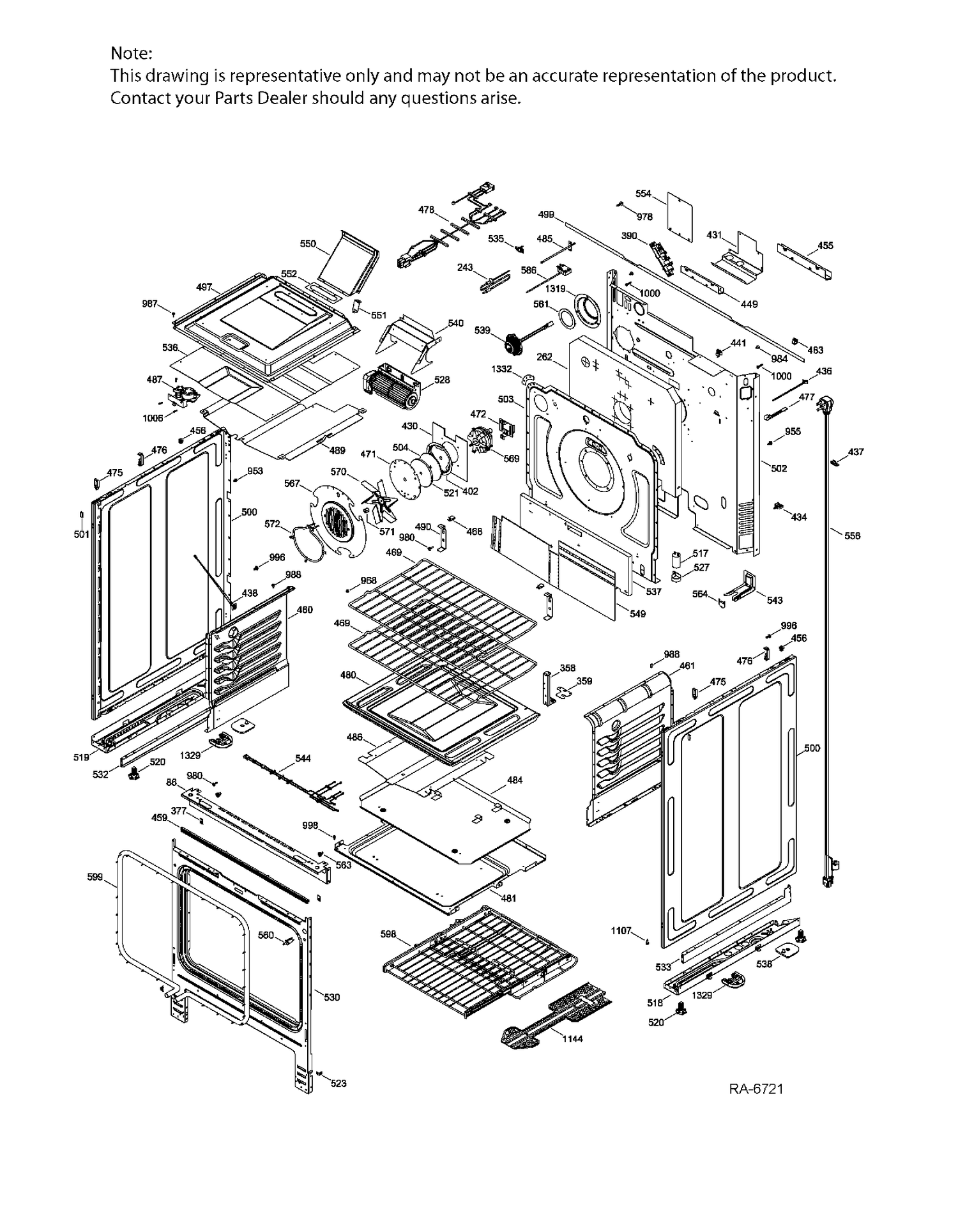 BODY PARTS Diagram and Parts List for PCGS910SEF4SS  General Electric Range