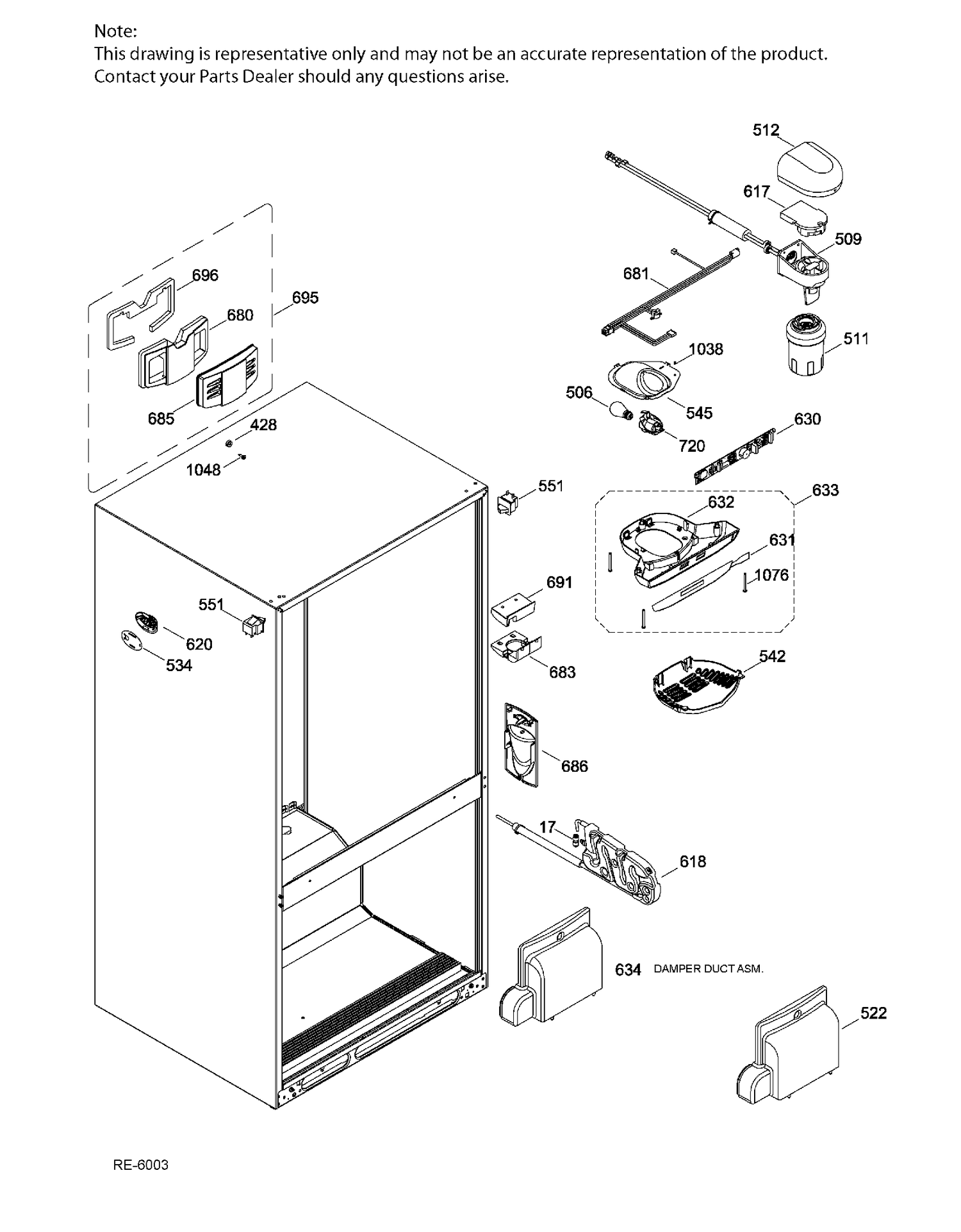 FF FUNCTIONAL PARTS Diagram and Parts List for CNR22SSEBFES  General Electric Refrigerator