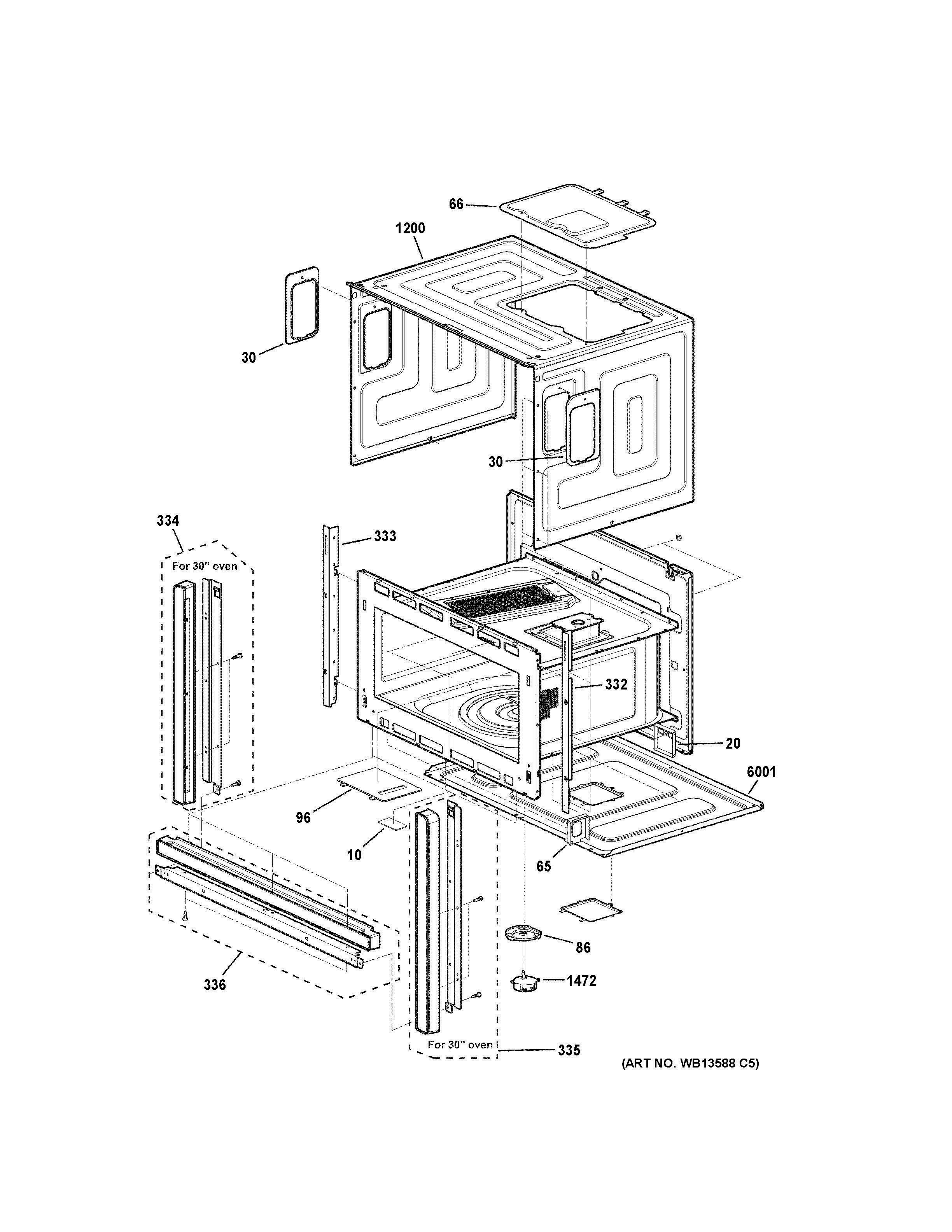 OVEN CAVITY PARTS Diagram and Parts List for ZSC1001J3SS  General Electric Microwave