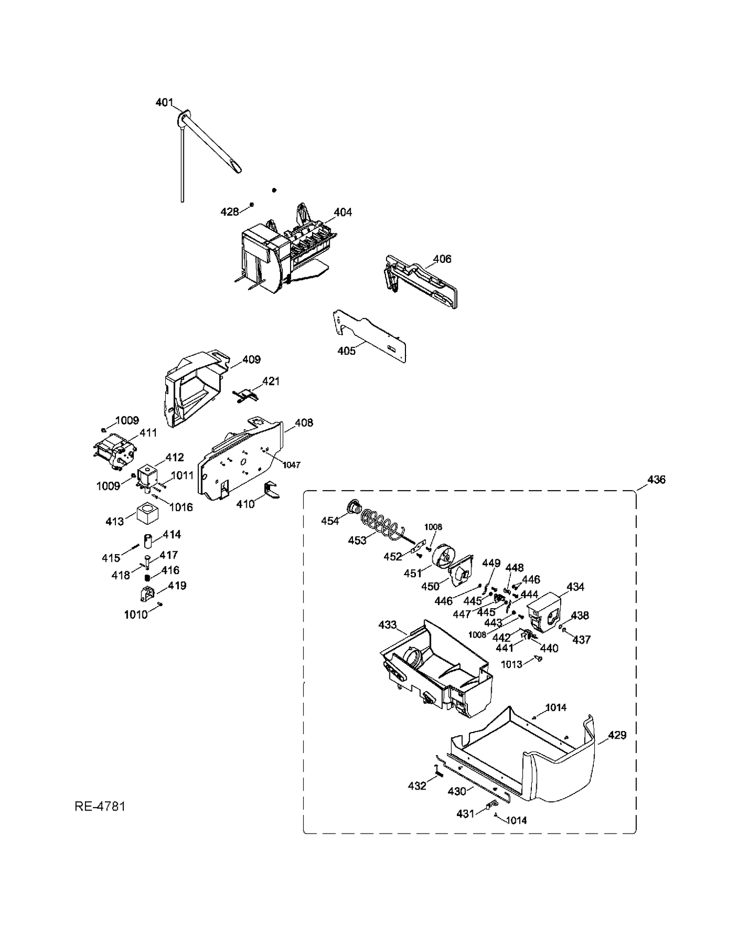 ICEMAKER Diagram and Parts List for GSHS9NGYBCSS  General Electric Refrigerator