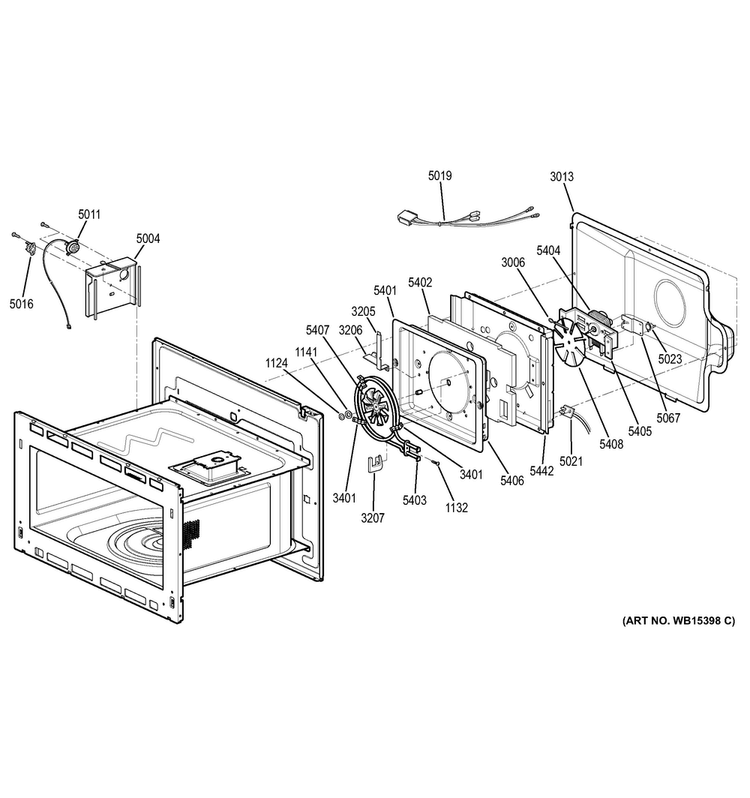 Interior Parts Diagram and Parts List for PT7800DH1BB  General Electric Microwave Oven Combo