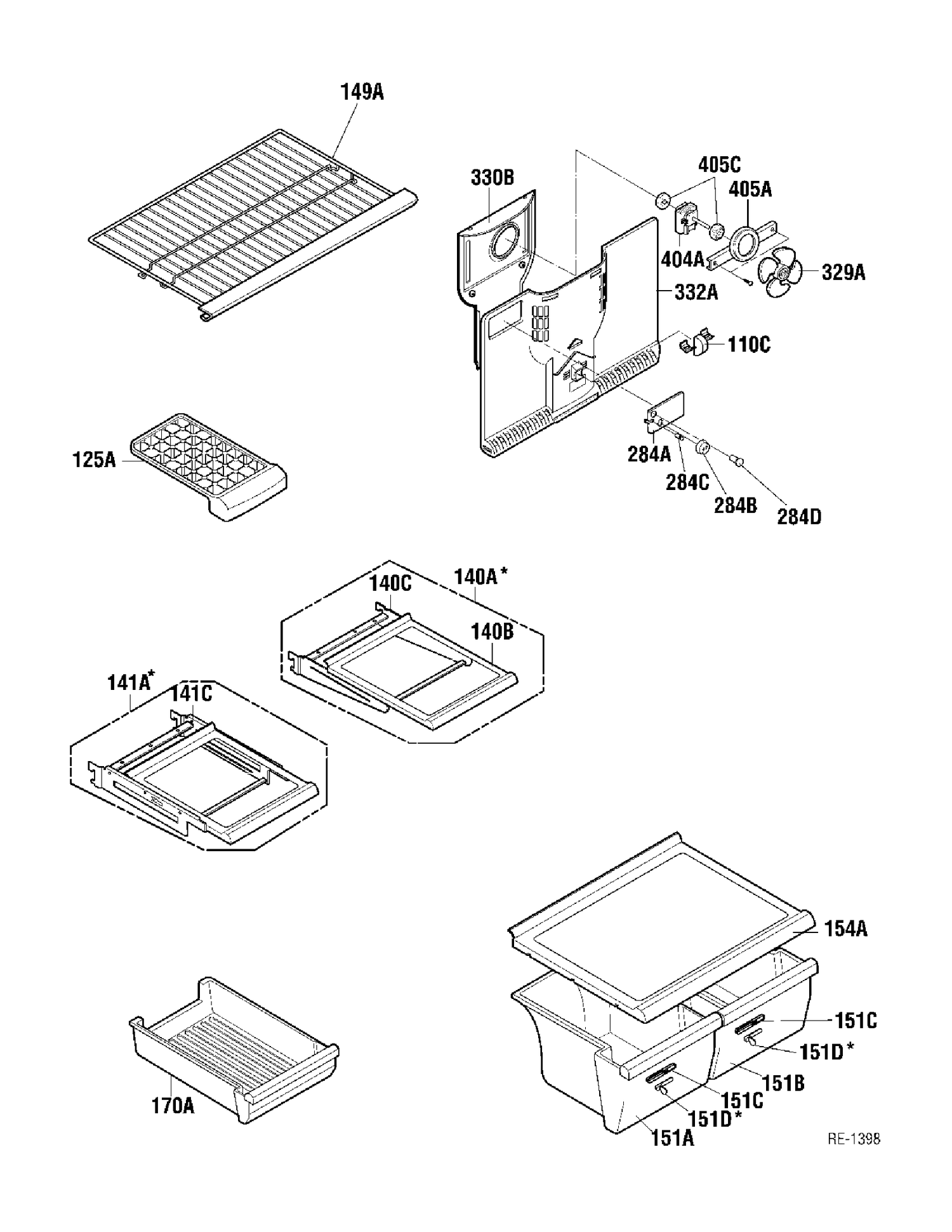 SHELVES Diagram and Parts List for GTA20LBNAWW  General Electric Refrigerator