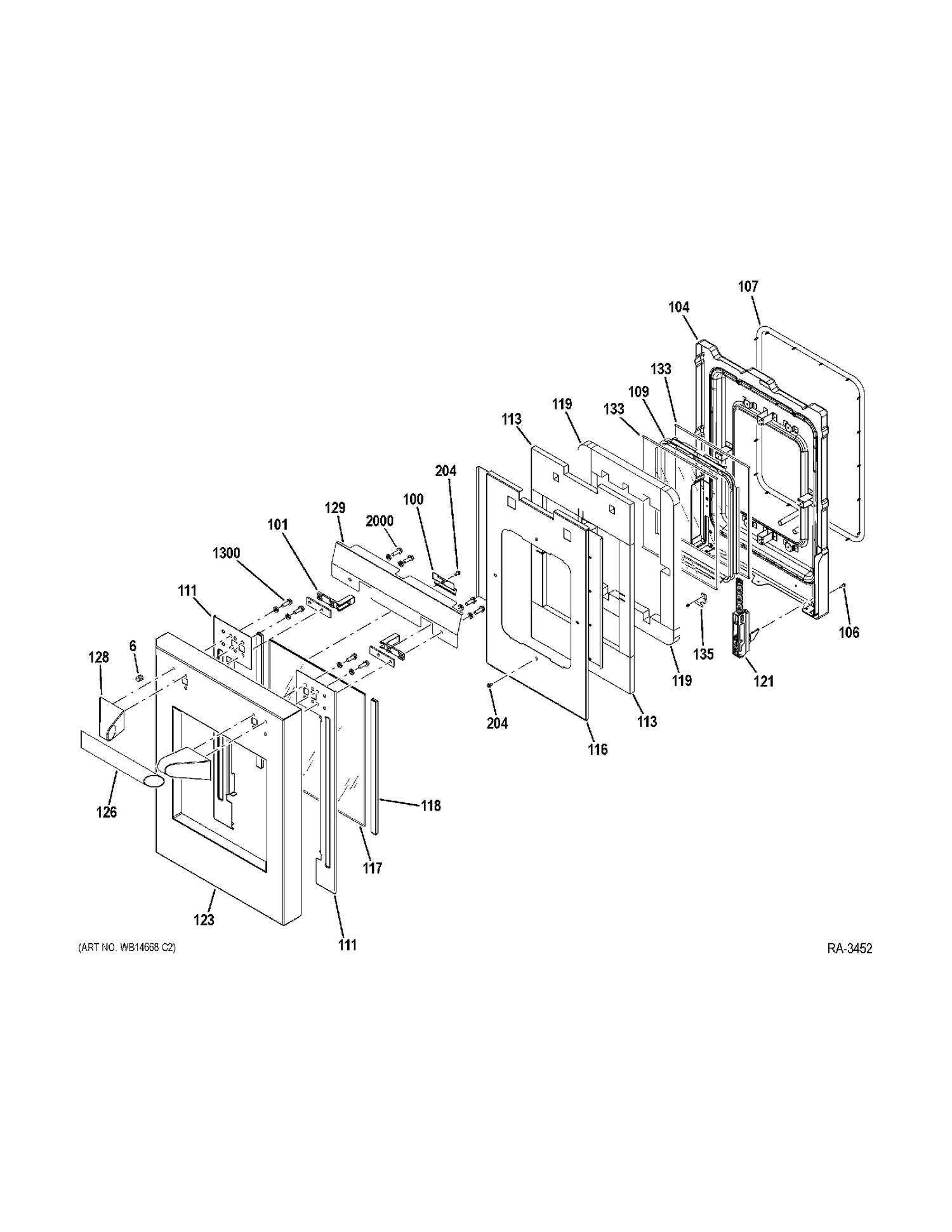 SMALL DOOR Diagram and Parts List for ZDP486NDP7SS  General Electric Range