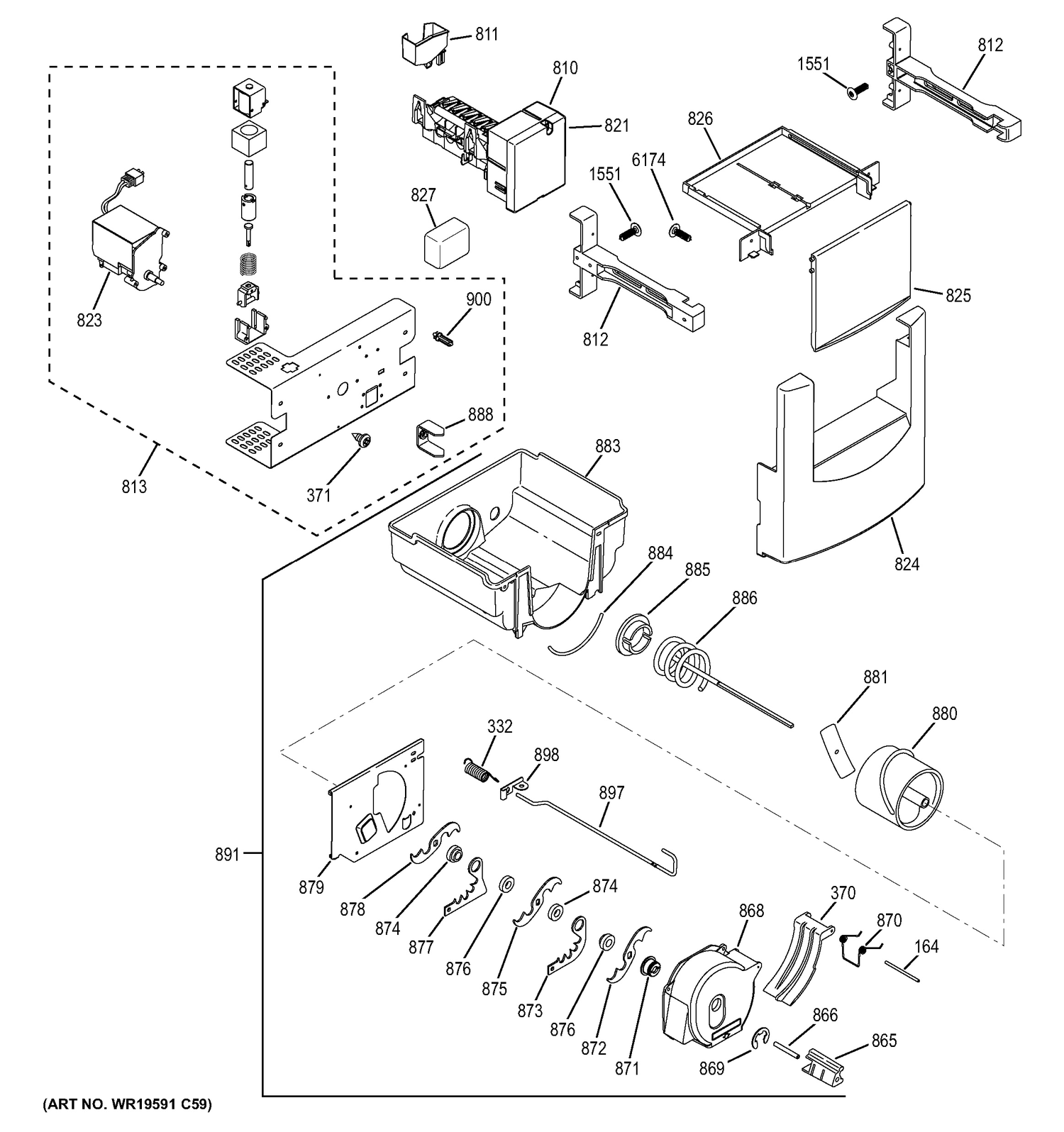 ICE MAKER & DISPENSER Diagram and Parts List for ZISB360DHC  General Electric Refrigerator