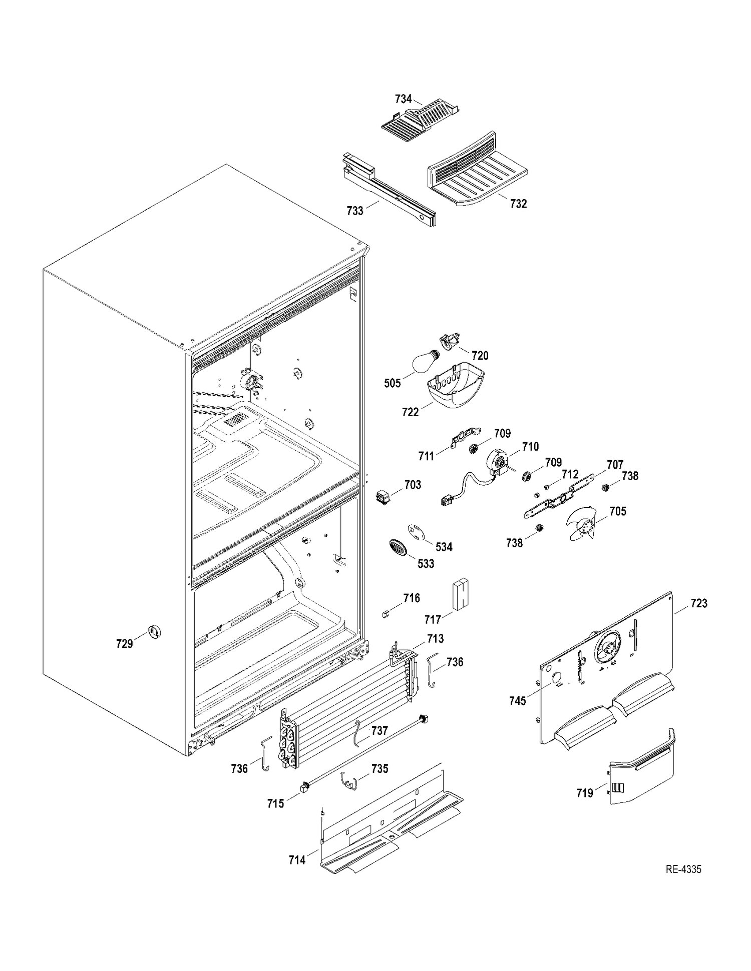 FZ SECTION Diagram and Parts List for GDRS0KBXDRSS  General Electric Refrigerator