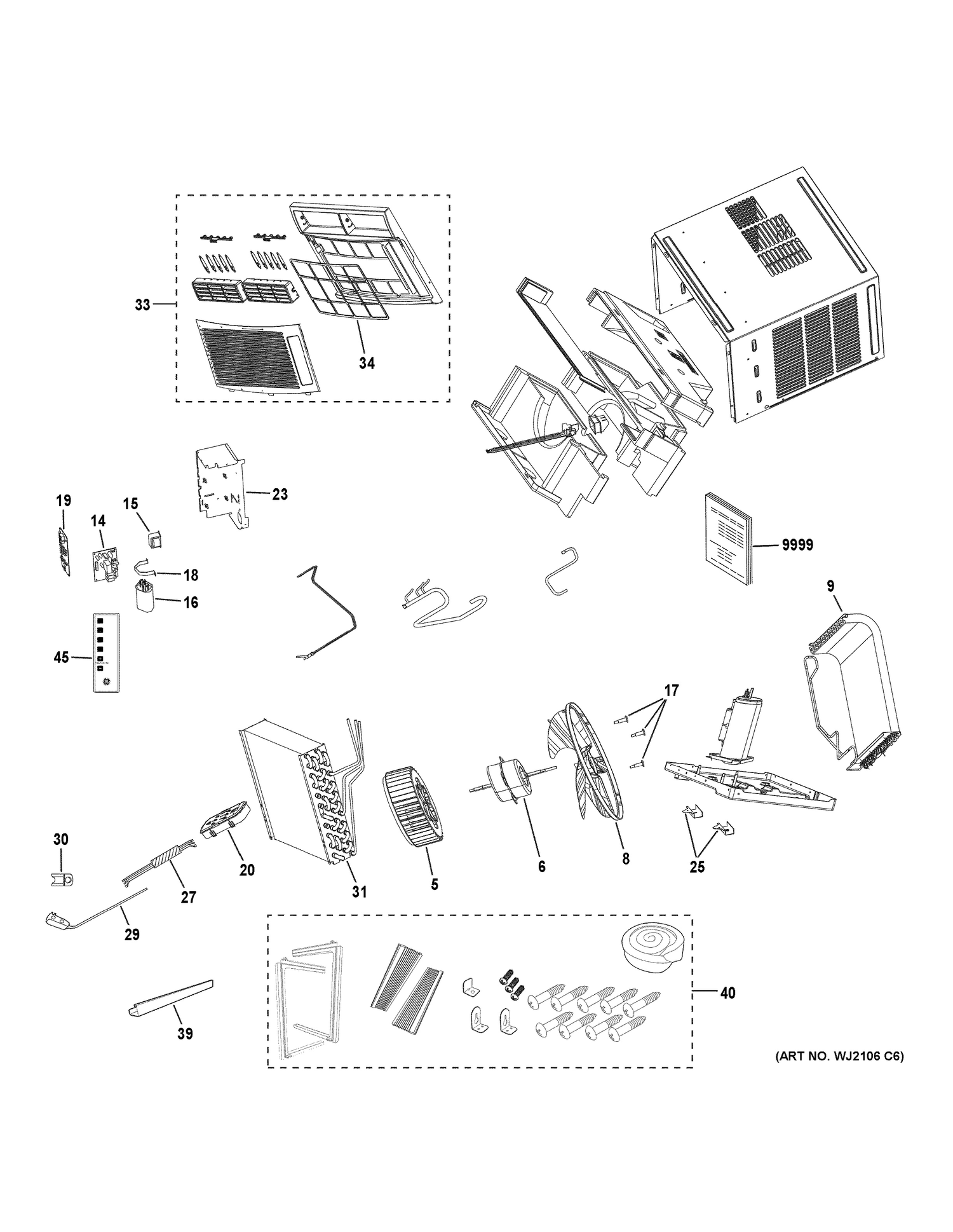ROOM AIR CONDITIONER Diagram and Parts List for AHM05LWW2  General Electric Air Conditioner