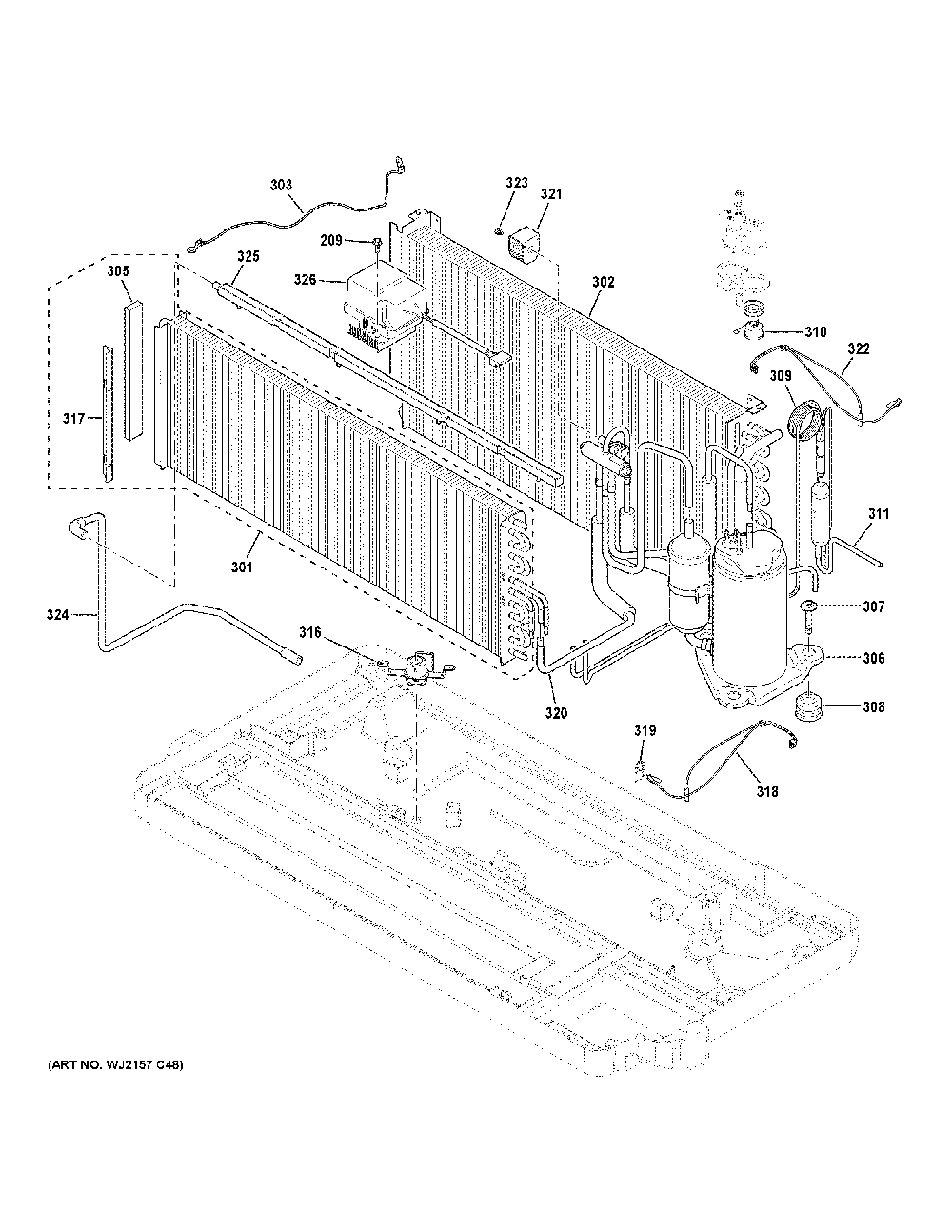 Sealed System Diagram and Parts List for AZ65H12DADW6  General Electric Air Conditioner