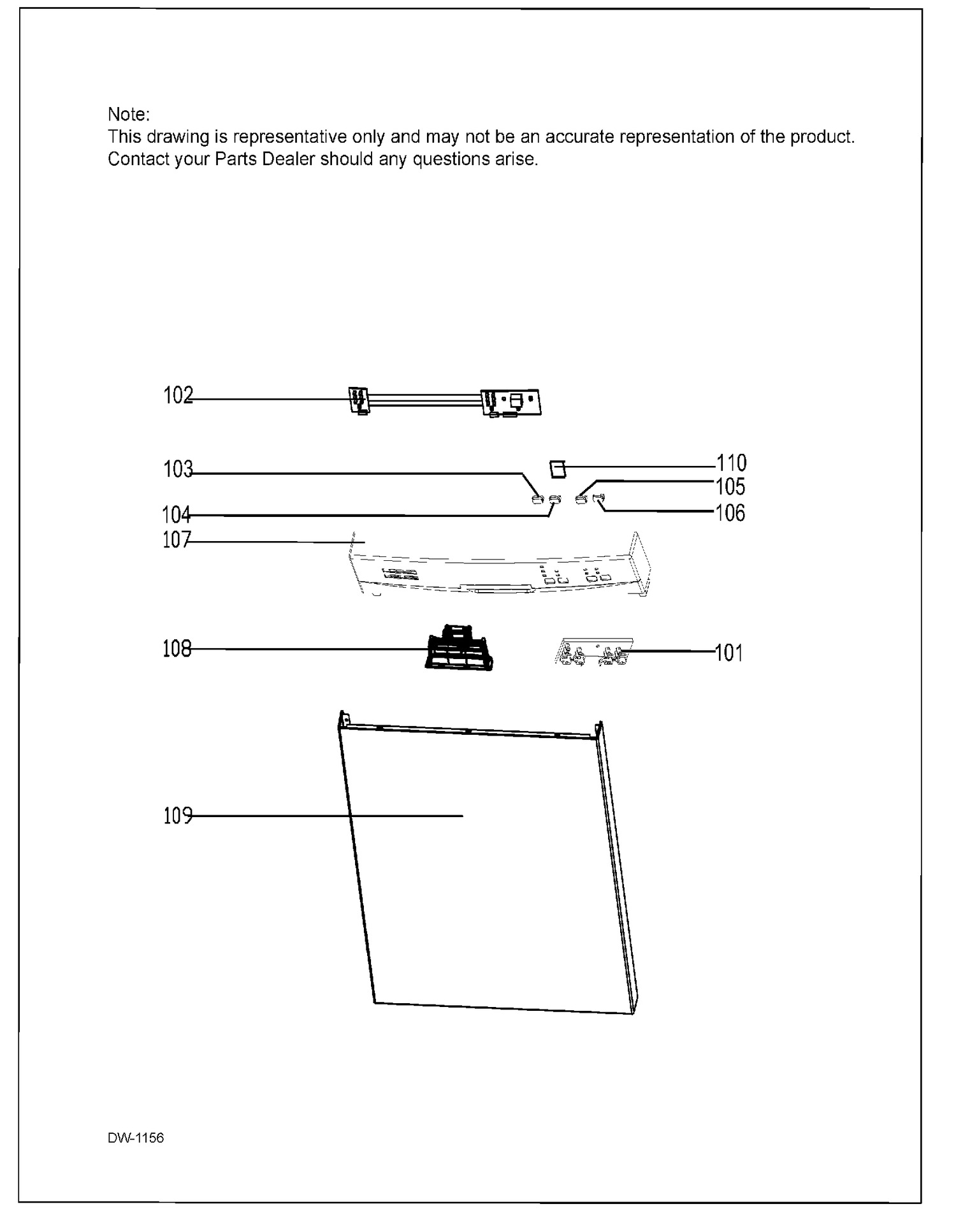 ESCUTCHEON & DOOR ASM Diagram and Parts List for GDF630SSK0ES  General Electric Dishwasher