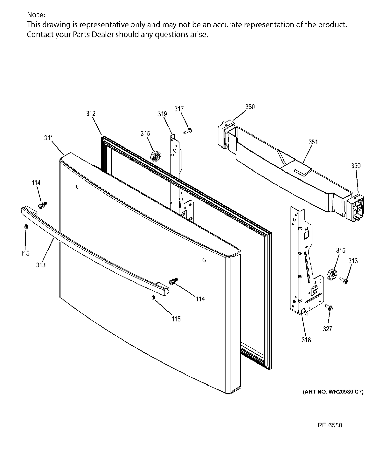 FZ DOOR Diagram and Parts List for PYE22PMKBES  General Electric Refrigerator
