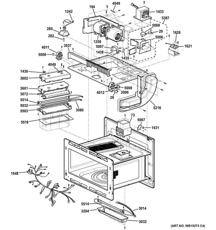 Interior Parts Diagram and Parts List for PSB9120SF2SS  General Electric Microwave