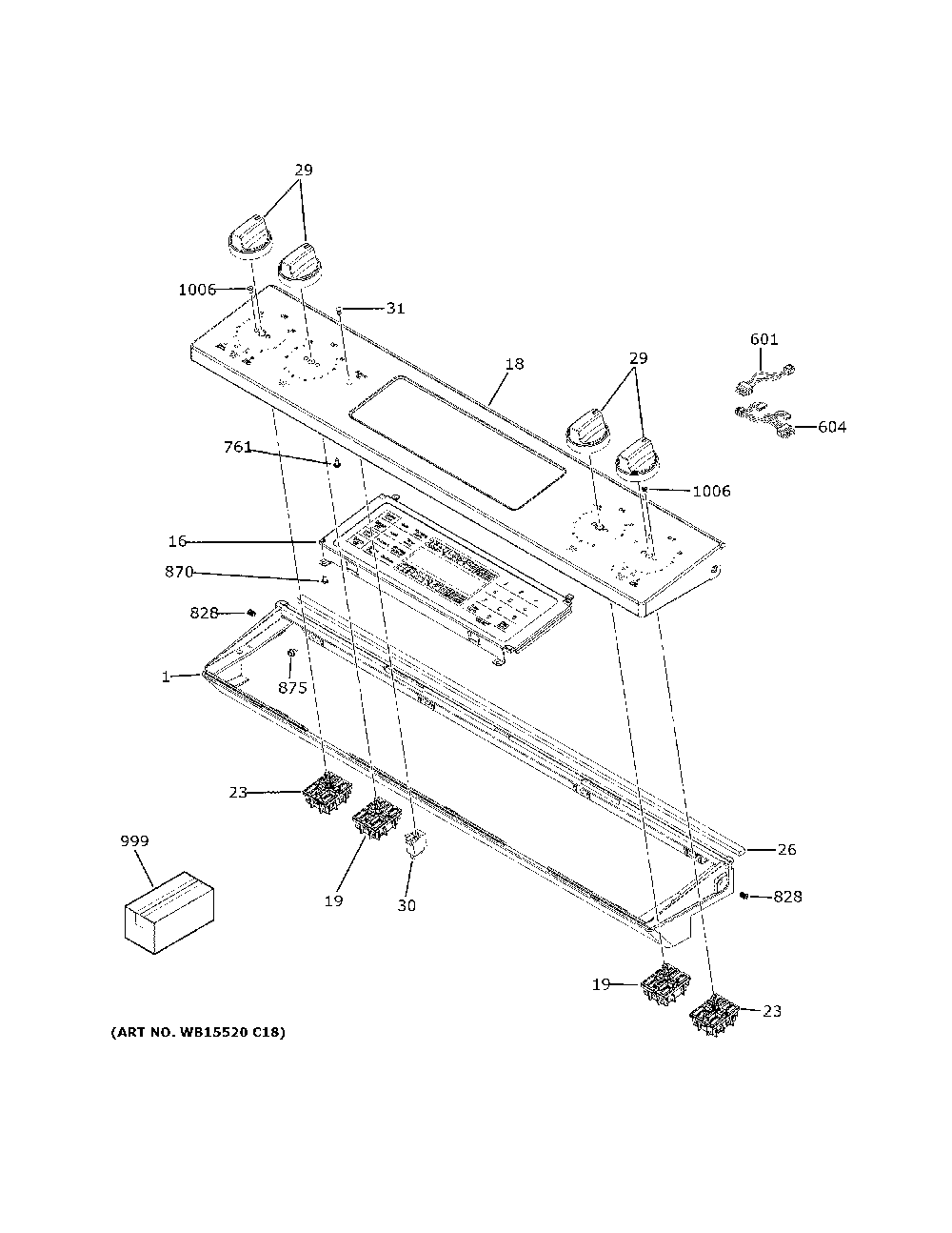 Control Panel Diagram and Parts List for JSS86SP4SS  General Electric Range