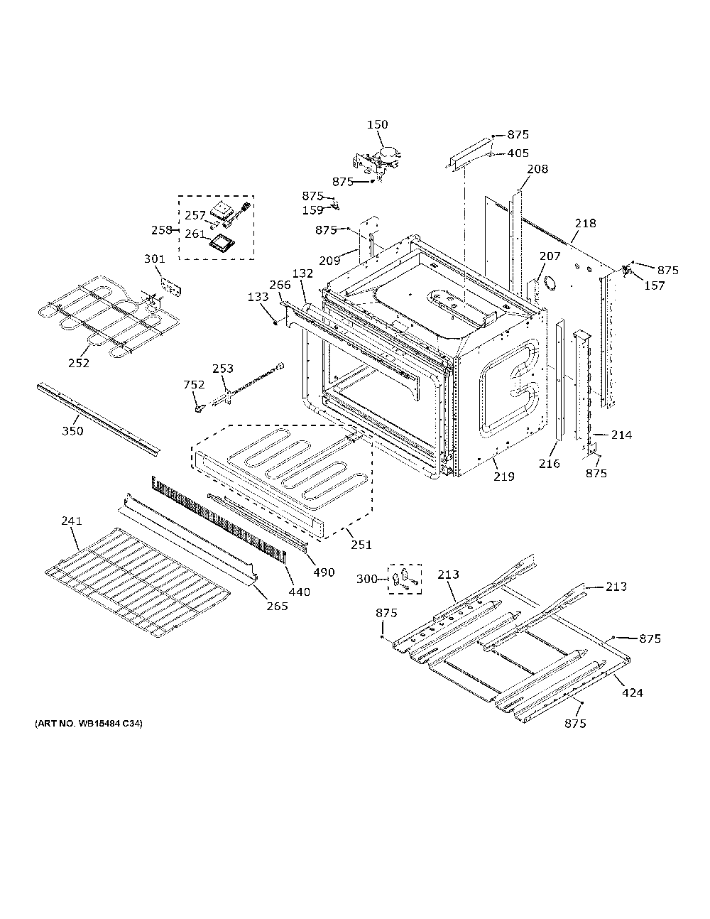 Lower Oven Diagram and Parts List for JTD3000DN3WW  General Electric Wall Oven