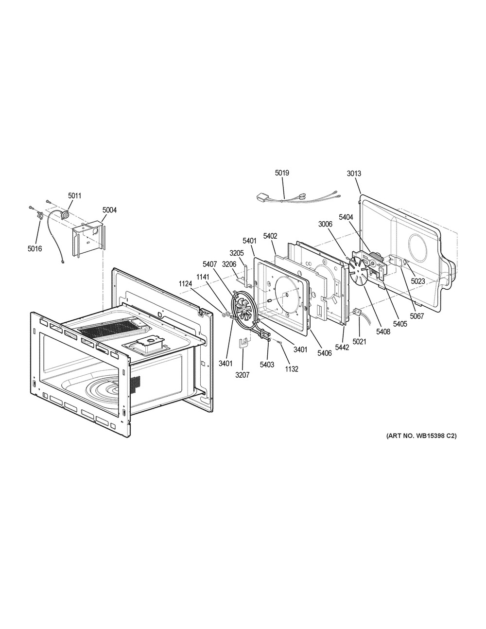 Interior Parts Diagram and Parts List for CTC912P2N1S1  General Electric Microwave