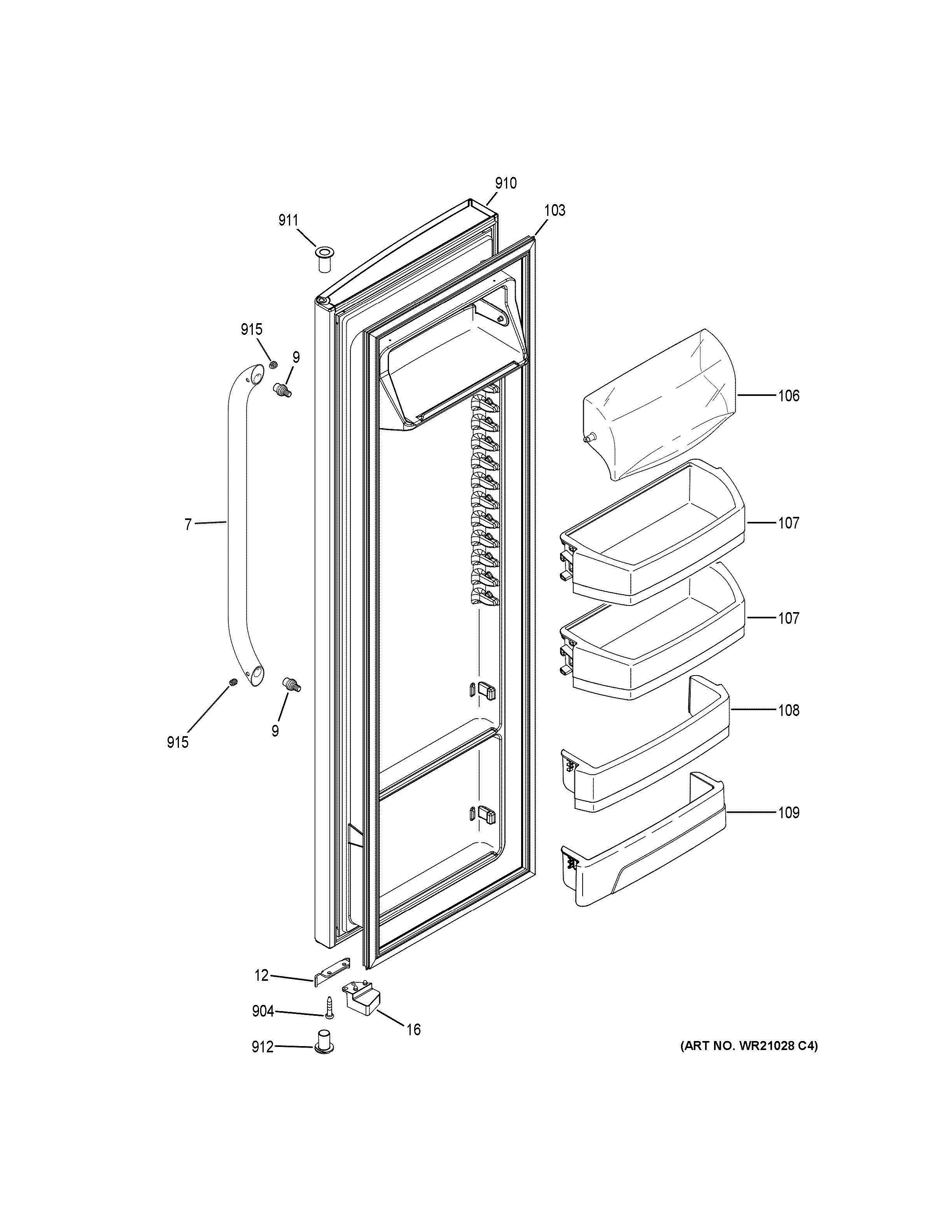 FRESH FOOD DOOR Diagram and Parts List for GSS25CSHHCSS  General Electric Refrigerator