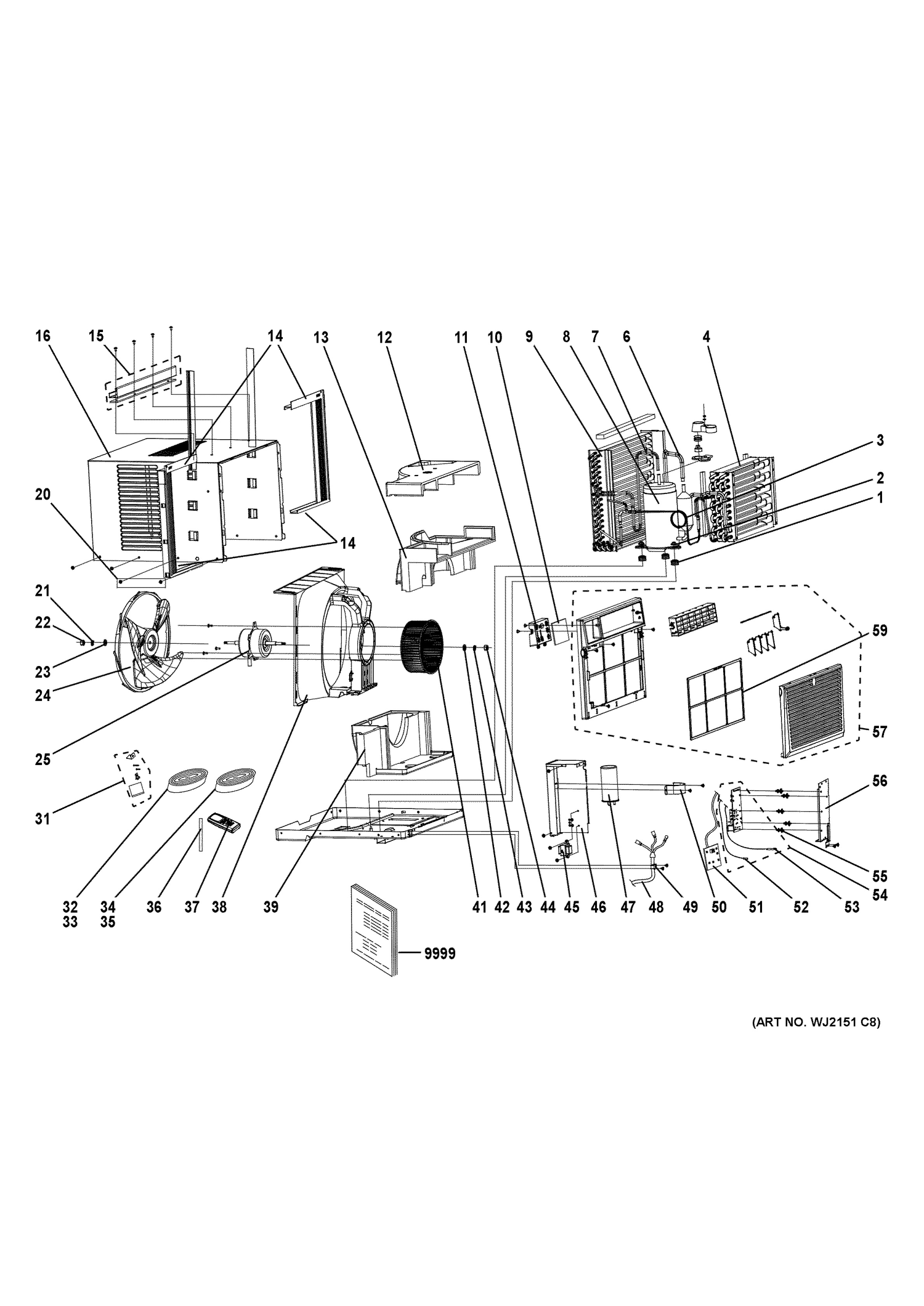 ROOM AIR CONDITIONER Diagram and Parts List for AEM10AXL1  General Electric Air Conditioner