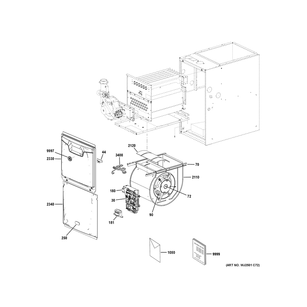 Cabinet (1) 1 Diagram and Parts List for NF96U110S5C57  General Electric Furnace