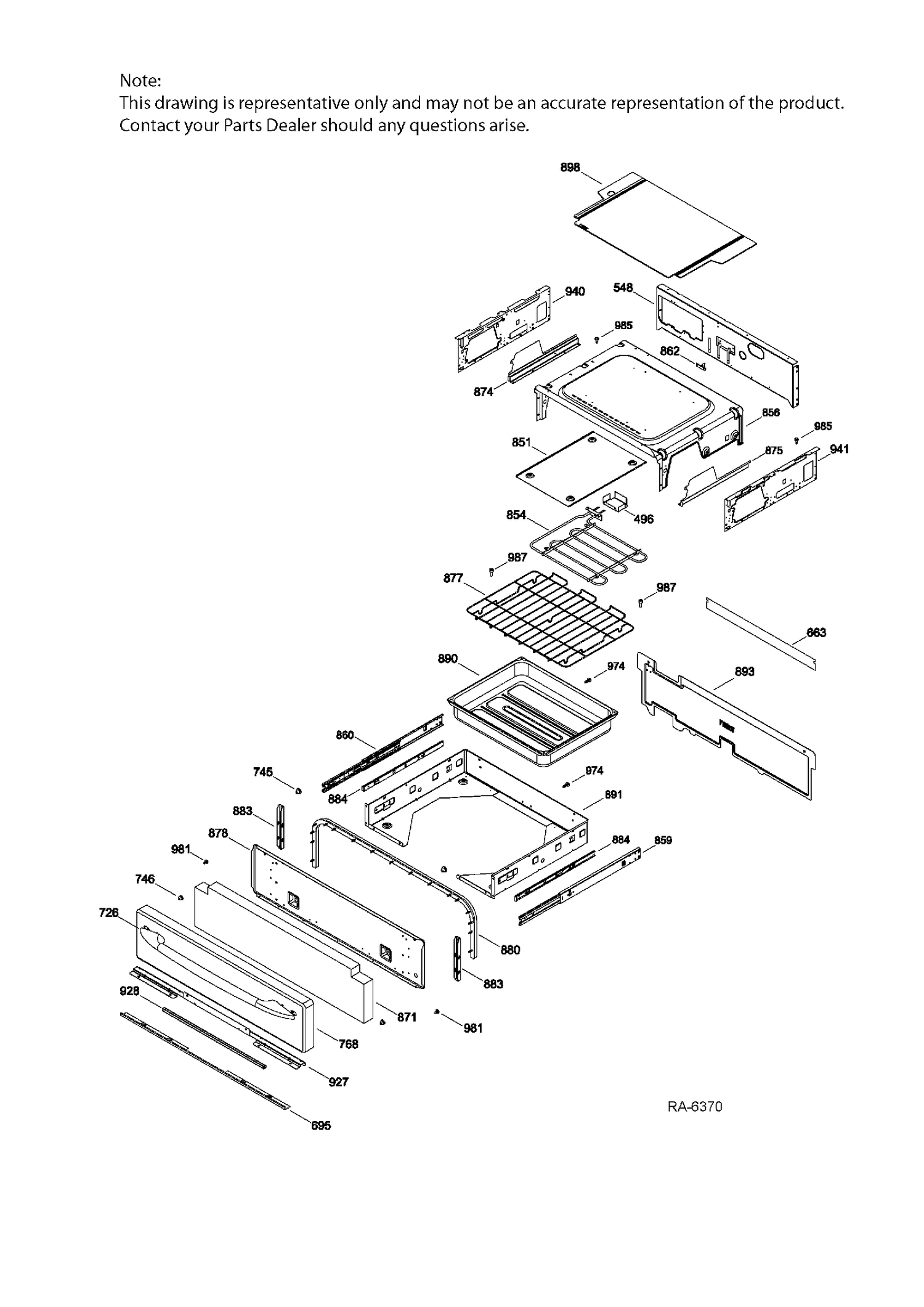 DRAWER PARTS Diagram and Parts List for PCB969DR2WW  General Electric Range