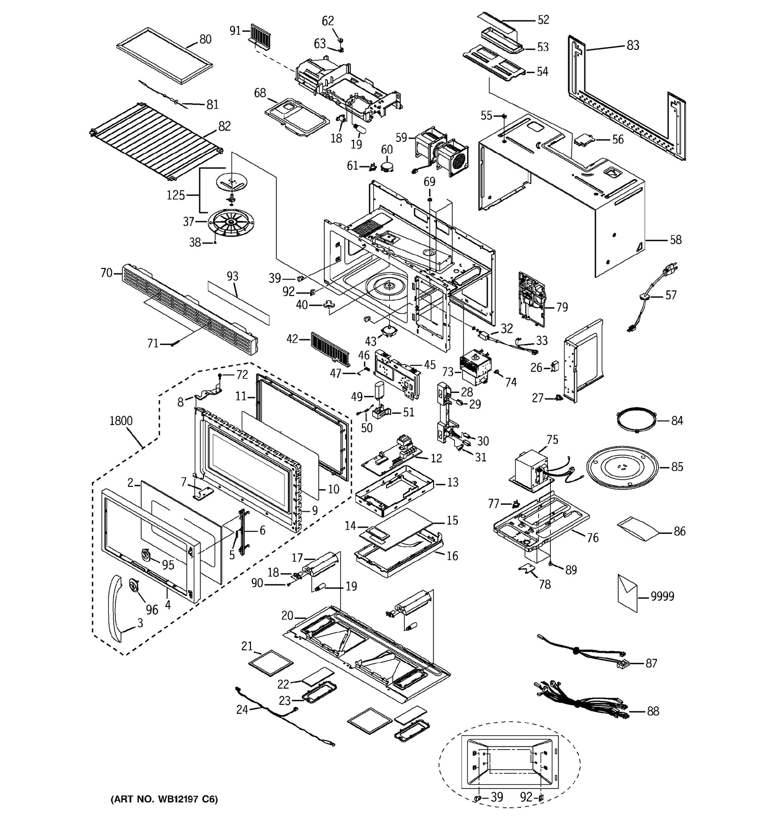 MICROWAVE Diagram and Parts List for PLMV168KC003  General Electric Microwave