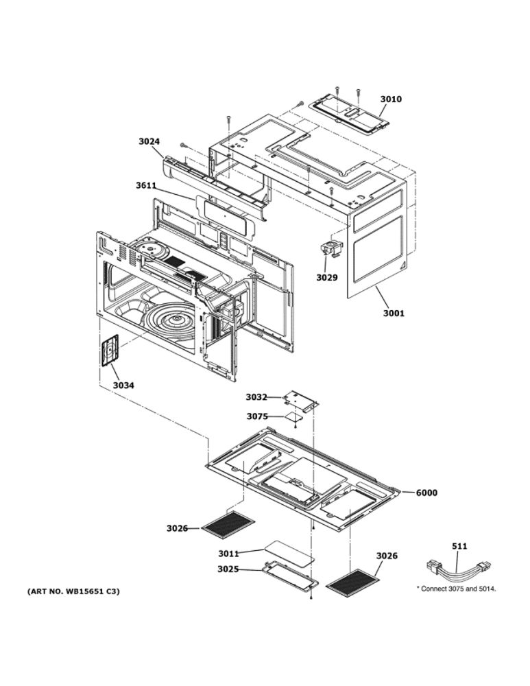 Oven Cavity Parts Diagram and Parts List for PNM9216SK5SS  General Electric Microwave