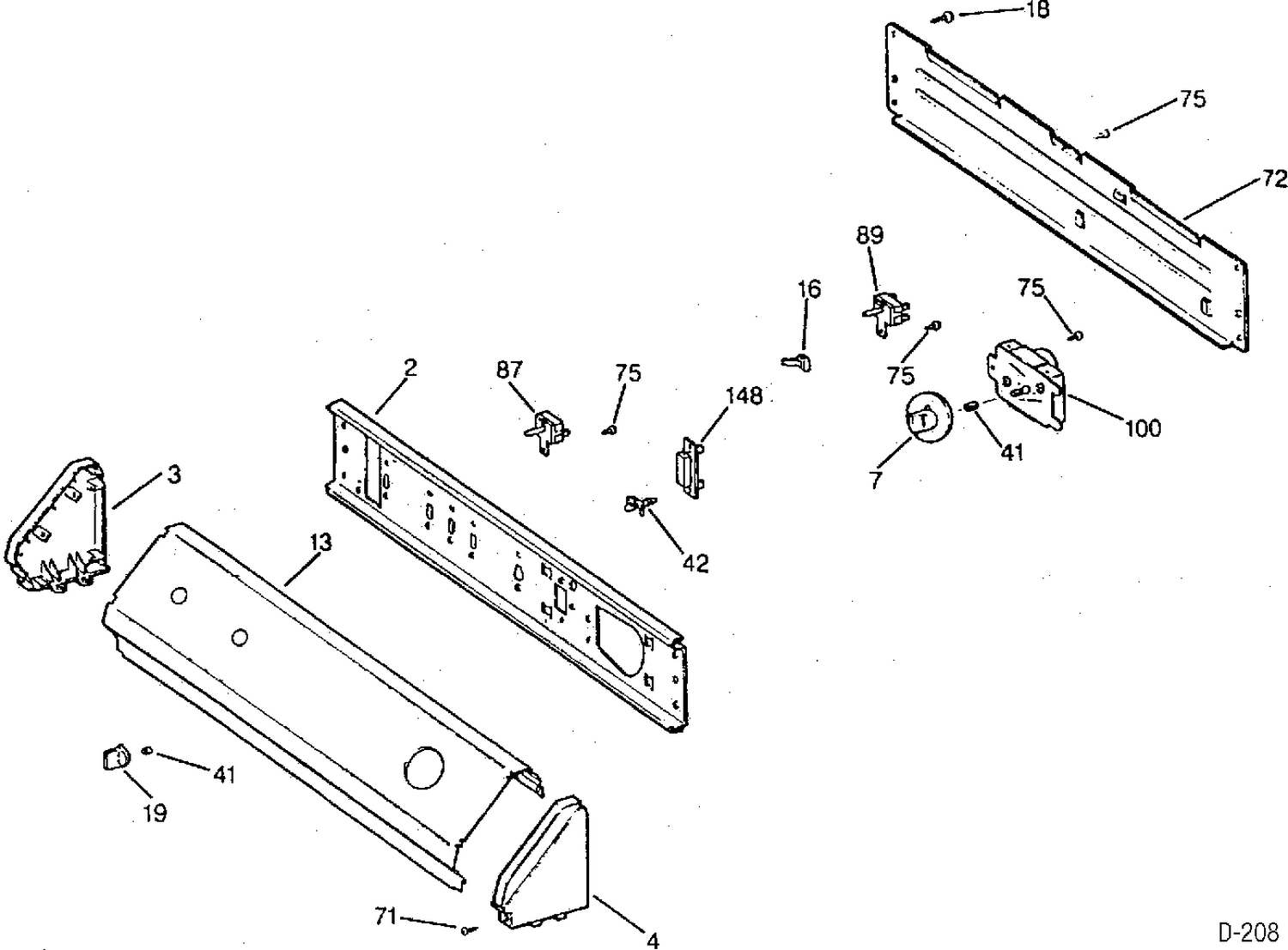 CONTROL PANEL Diagram and Parts List for GDL3023RAL  General Electric Dryer